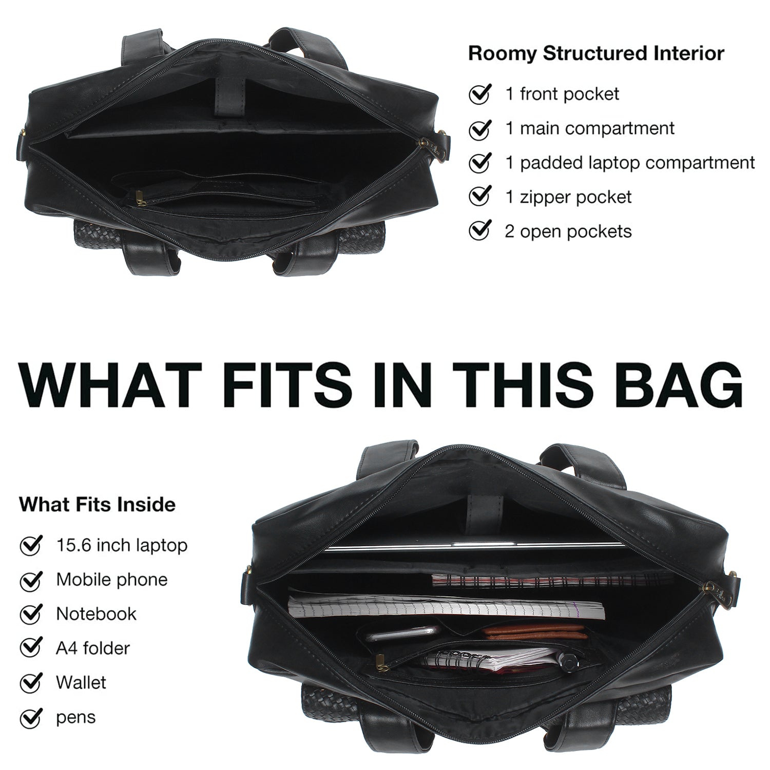 Black Spacious Laptop Bag for Men