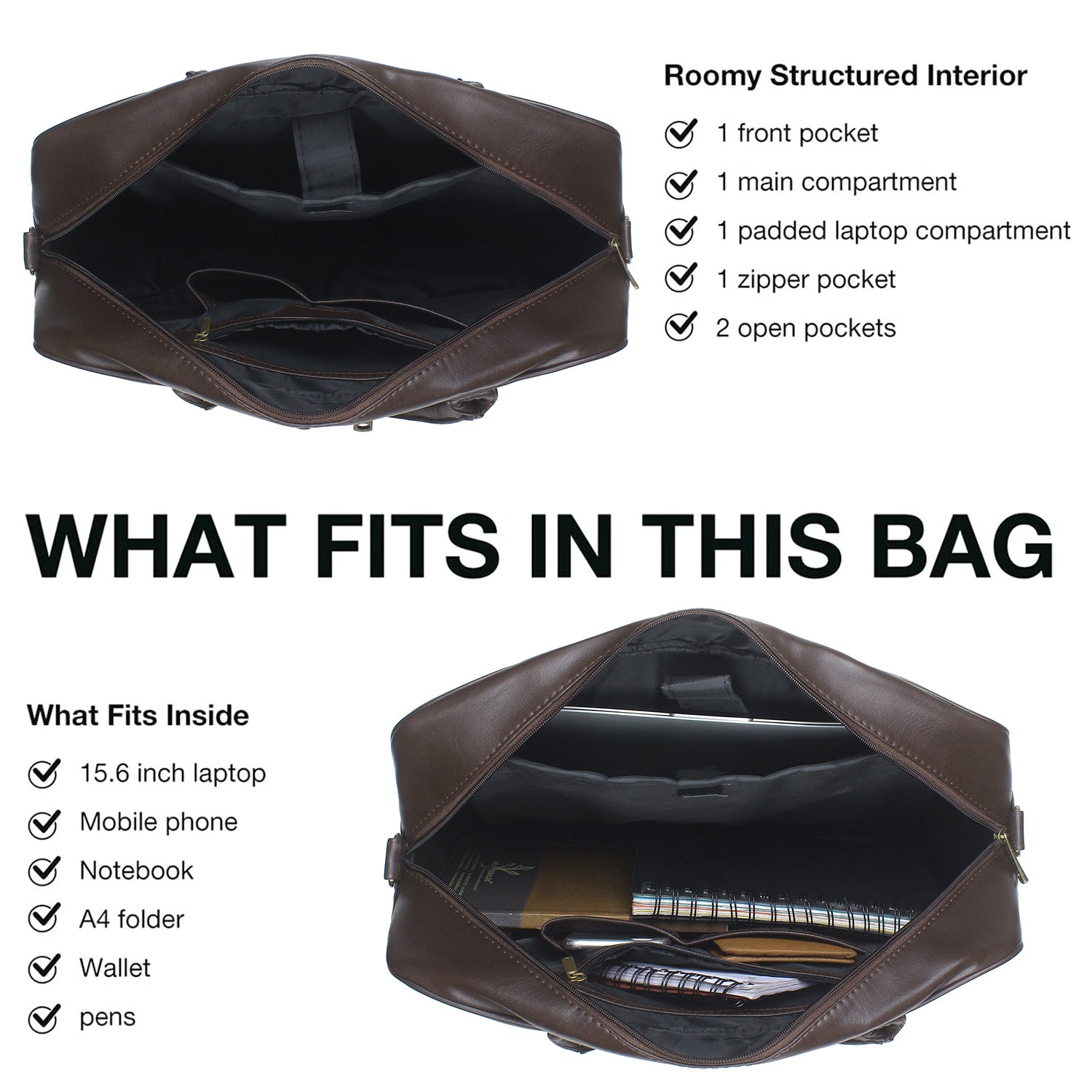 Brown Multi compartment Laptop Bag for men