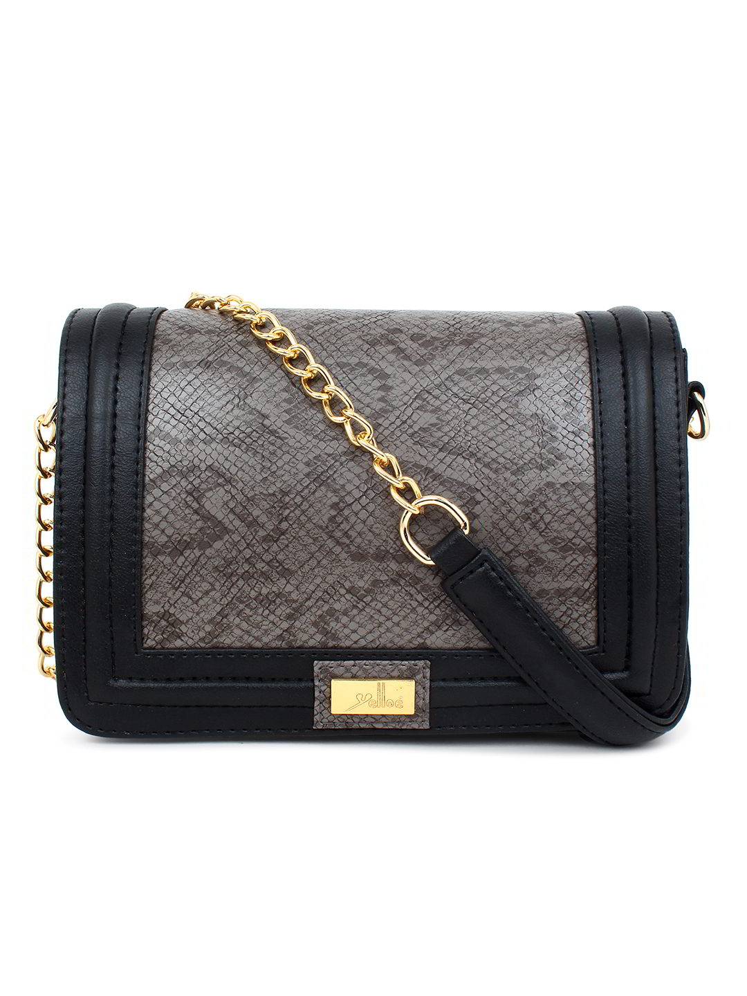 Black Sling Bag with Snake Print