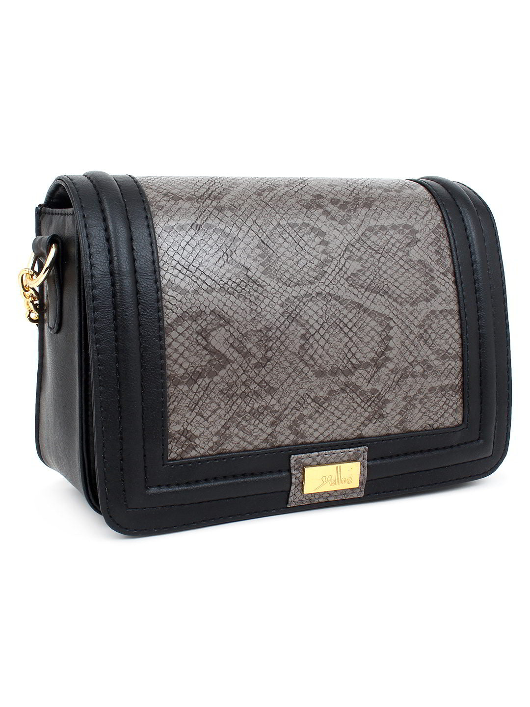 Black Sling Bag with Snake Print