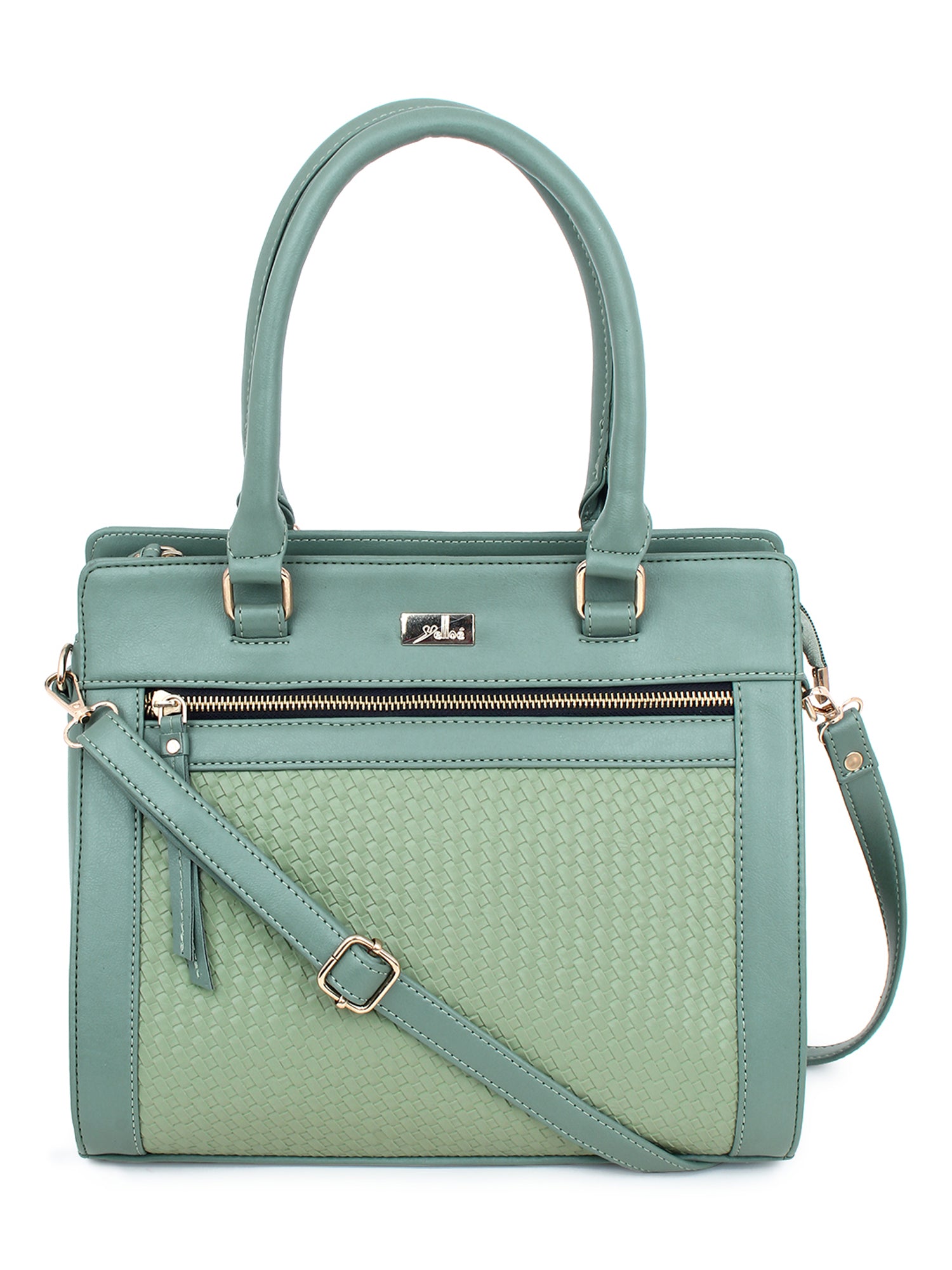 Green Color Interweave Handbag