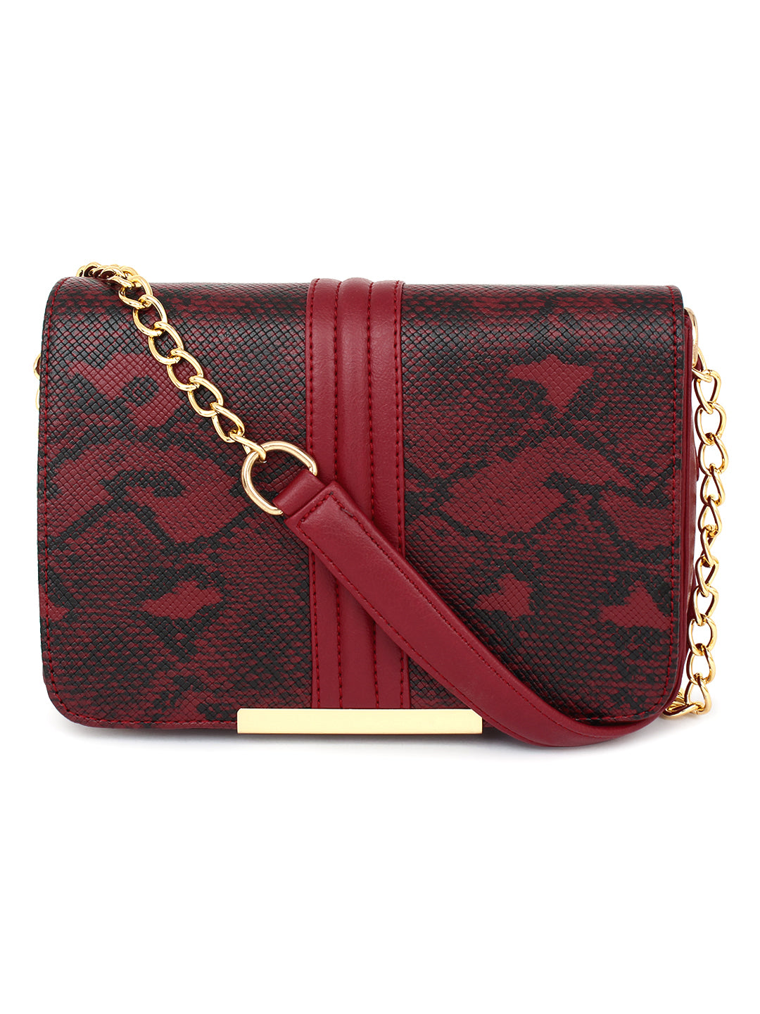 Maroon Snake Printed Sling Bag