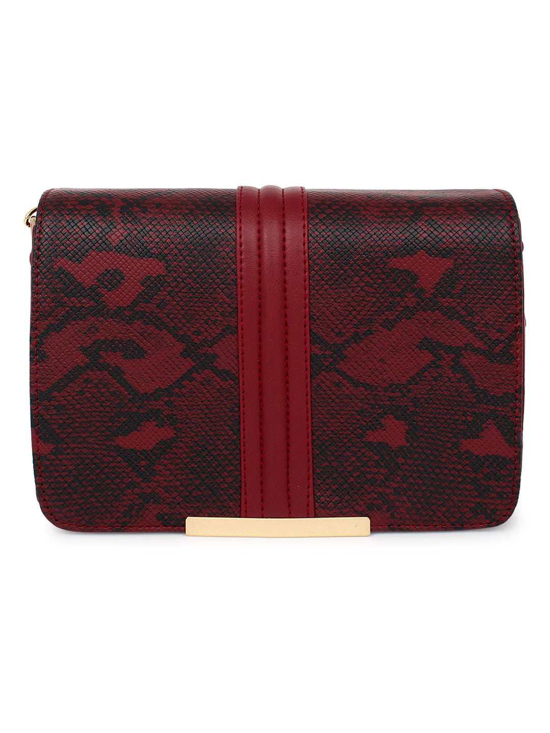 Maroon Snake Printed Sling Bag