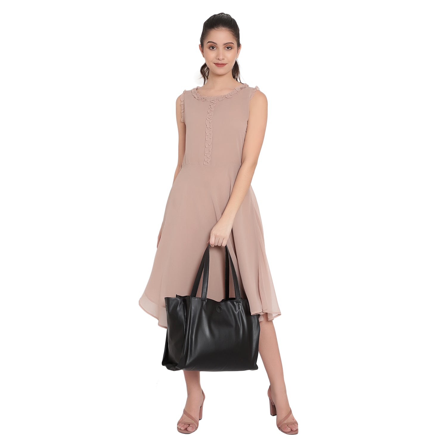 Black Oversized Multi compartment Shoulder Bag
