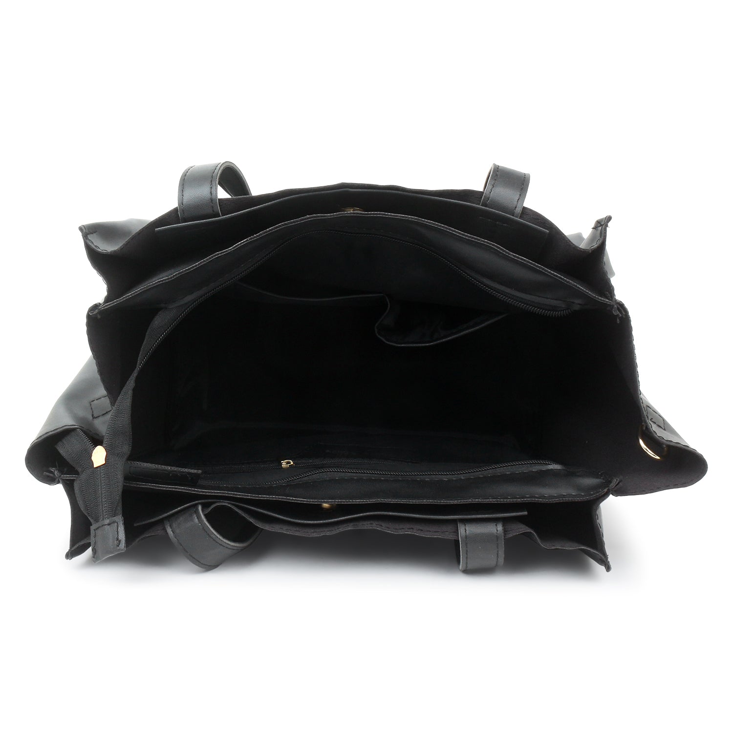 Black Oversized Multi compartment Shoulder Bag