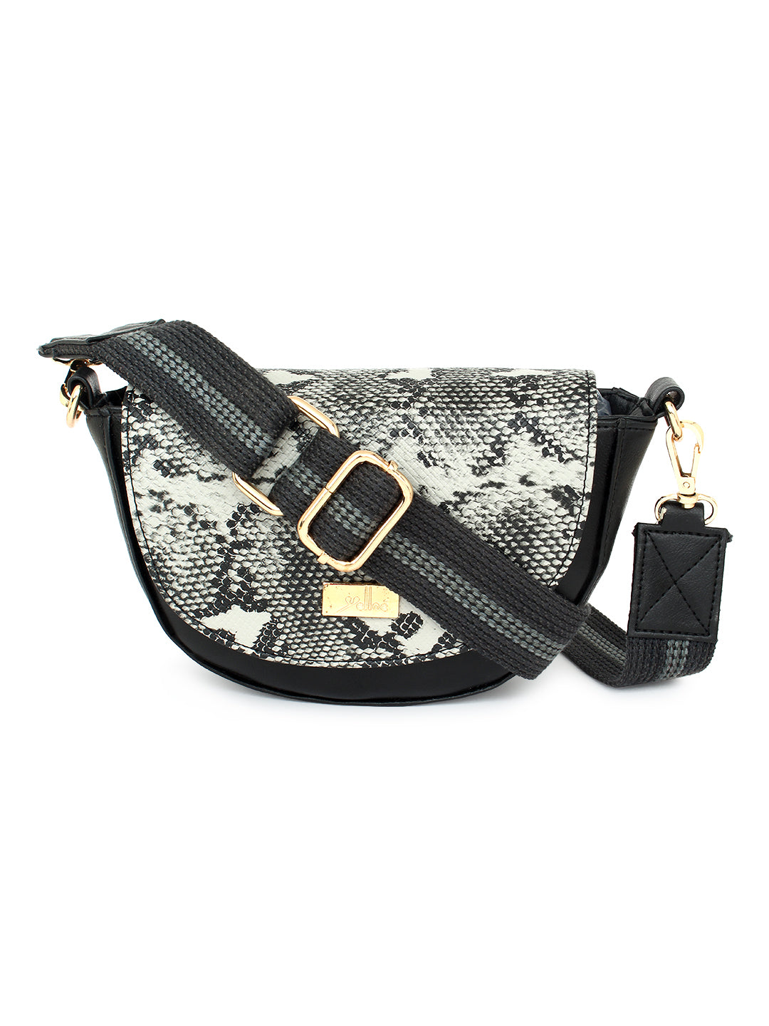 Black Small Sling Bag with snake print