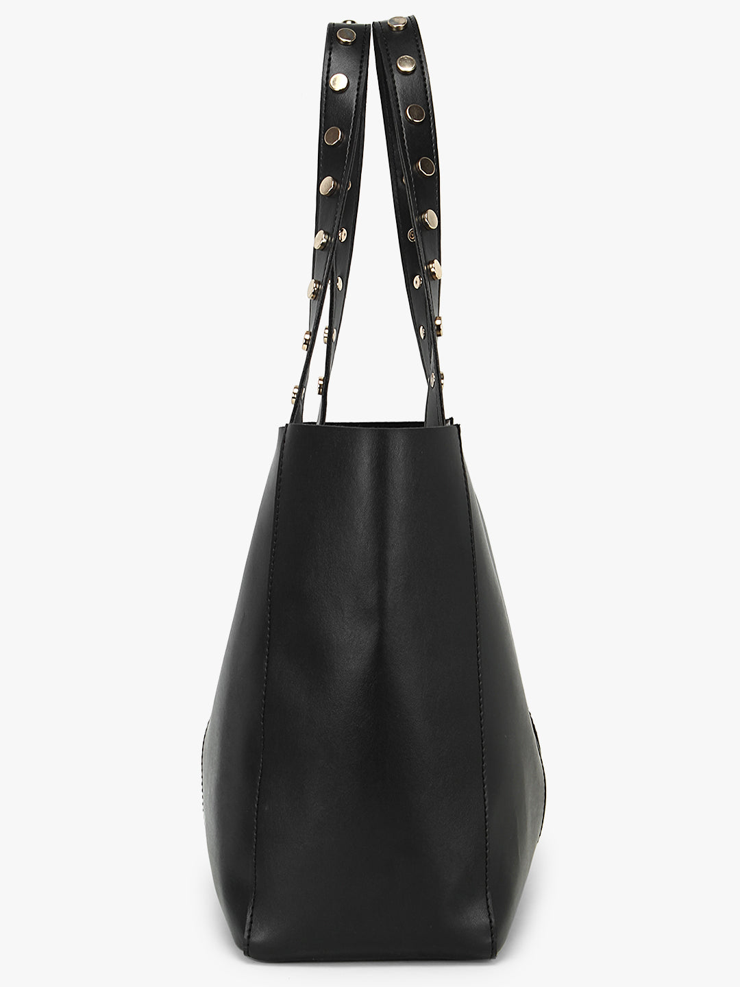 Women's Tote Bag (Black) with Embellished Handle