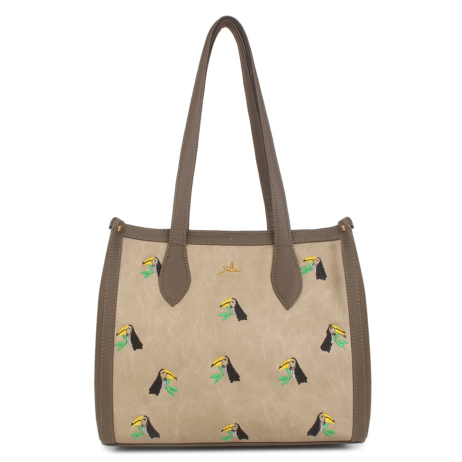 Embroidered Shoulder Tote Bag