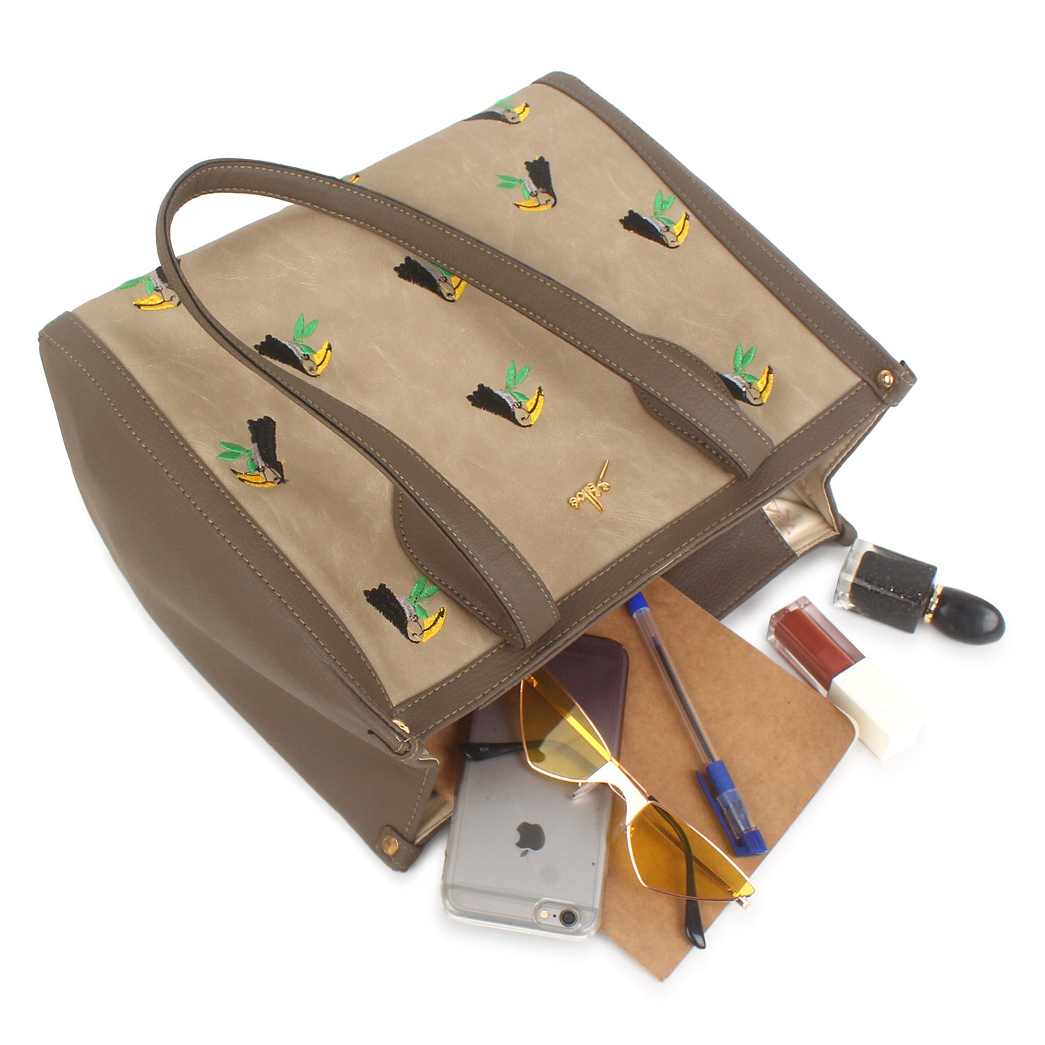 Embroidered Shoulder Tote Bag