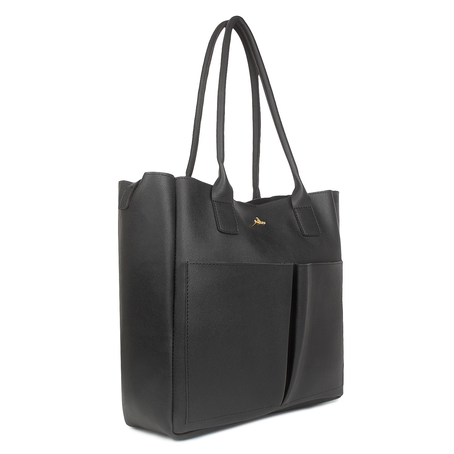 Black Twin Pocket Tote Bag for Women