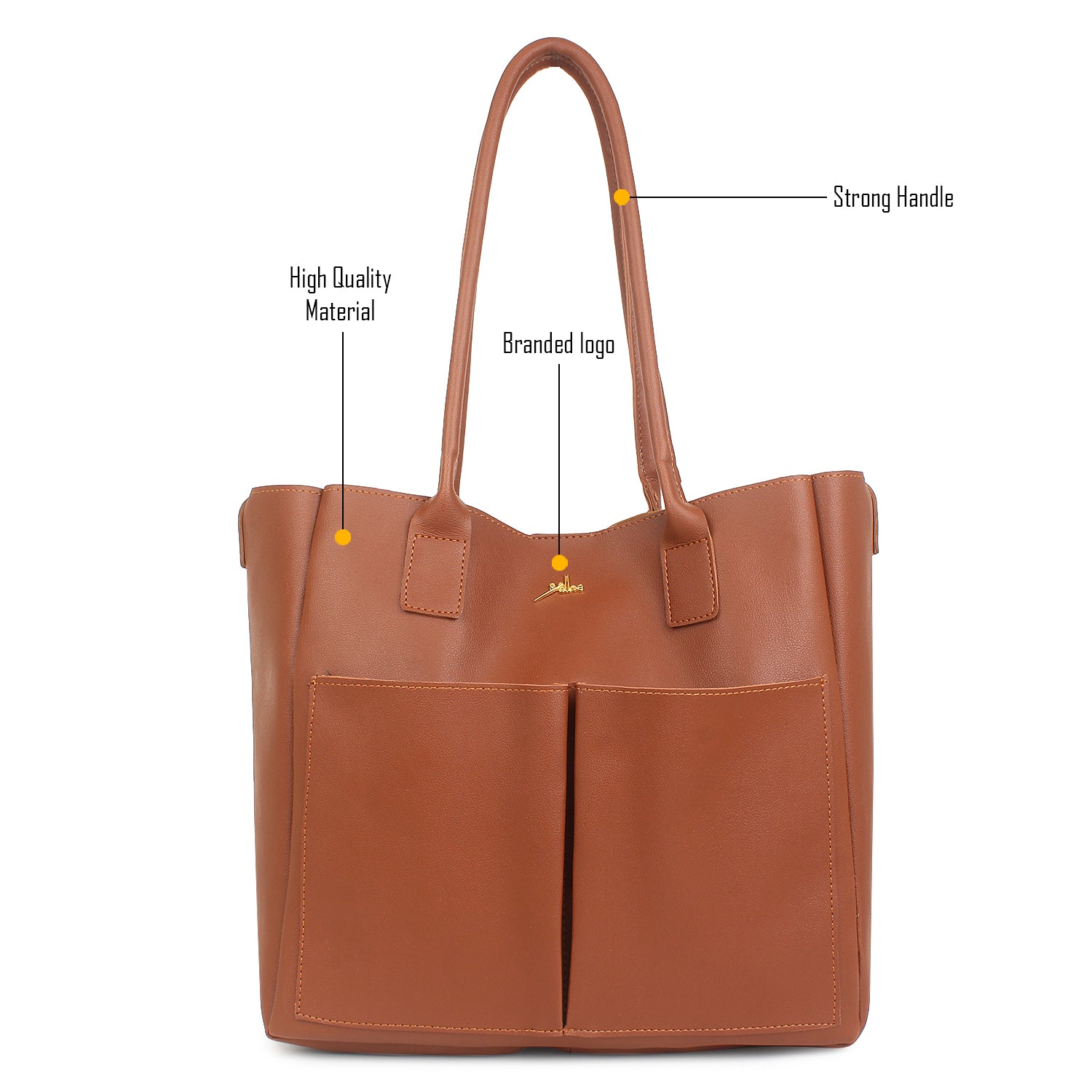 Tan Twin Pocket Tote Bag for Women