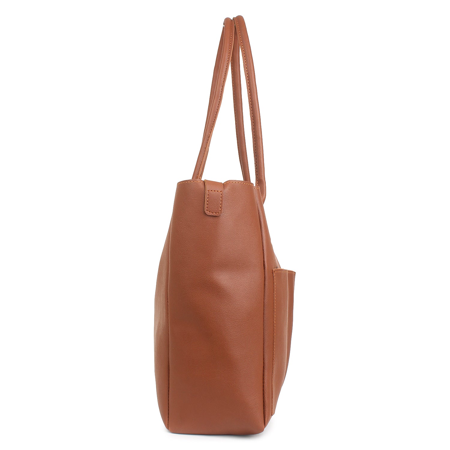 Tan Twin Pocket Tote Bag for Women