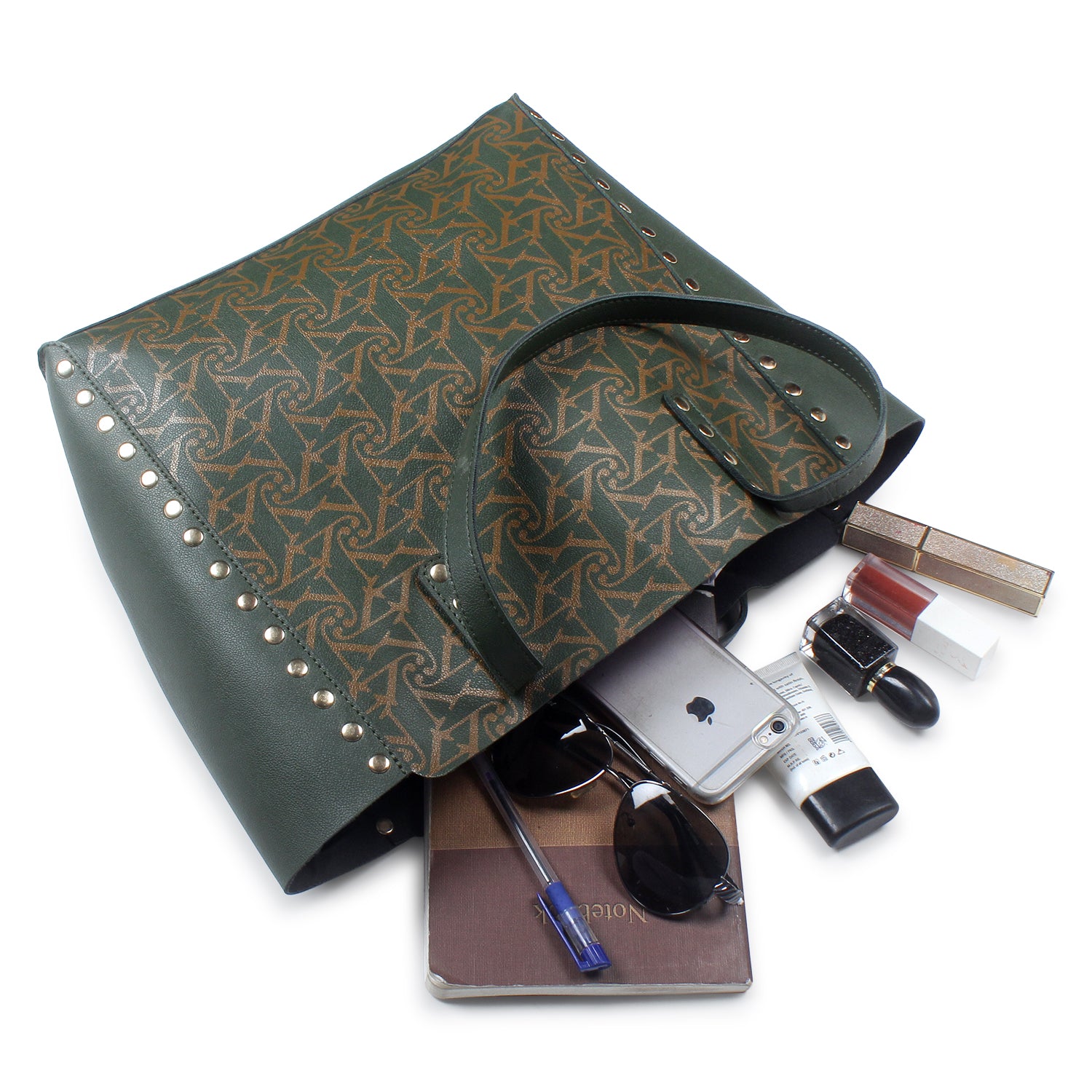 Green Printed Tote Bag for Women