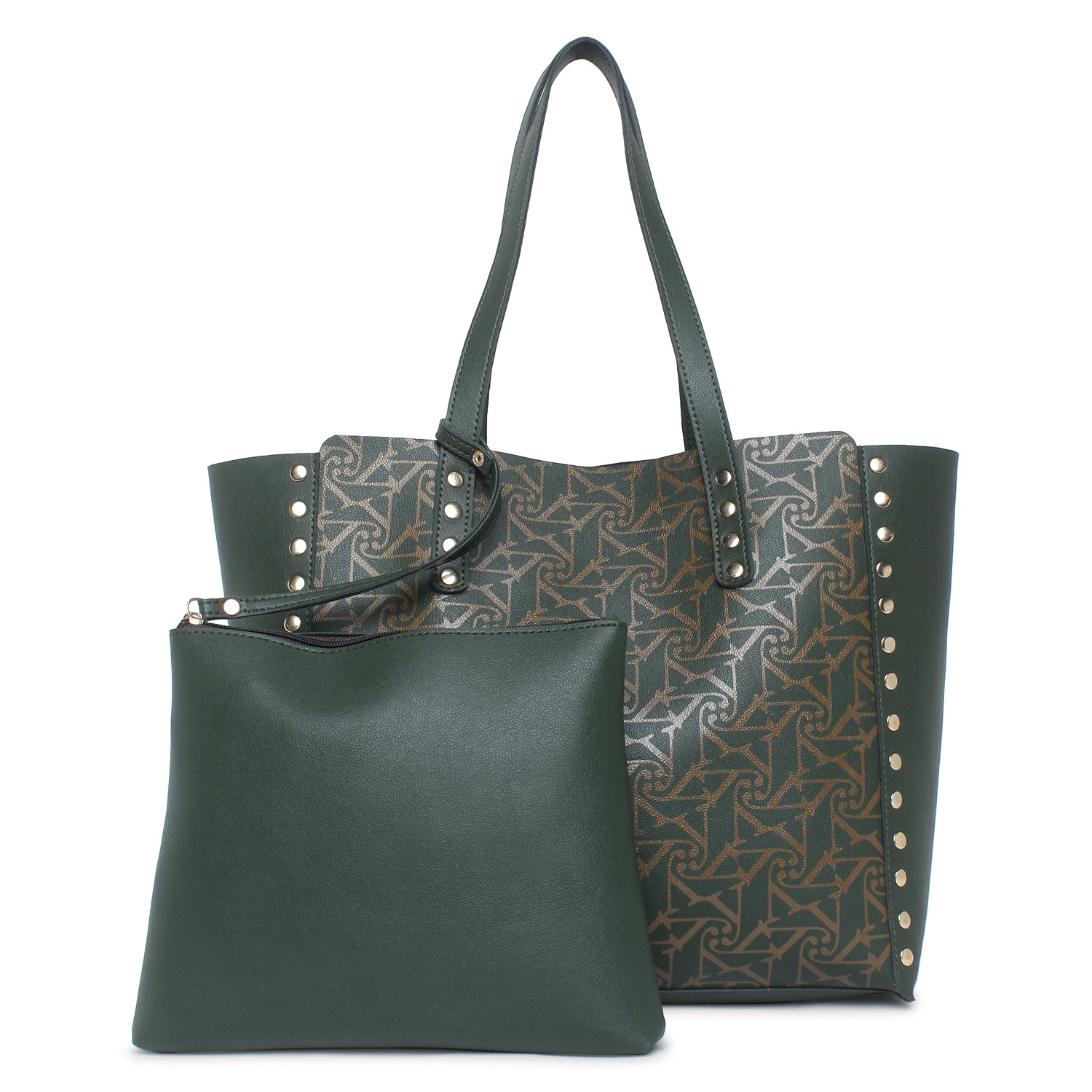 Green Printed Tote Bag for Women