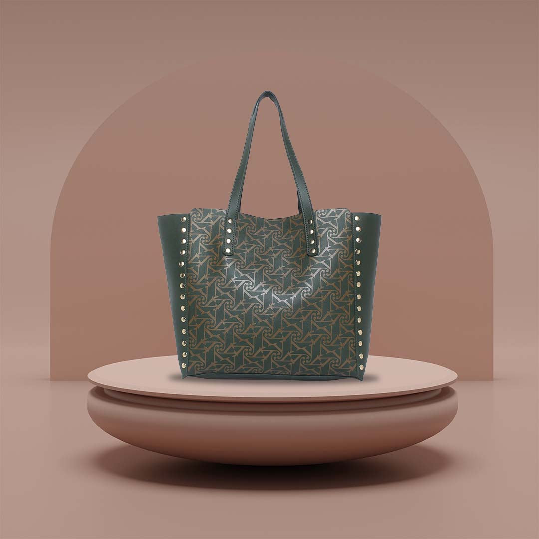 Green Printed Tote Bag for Women