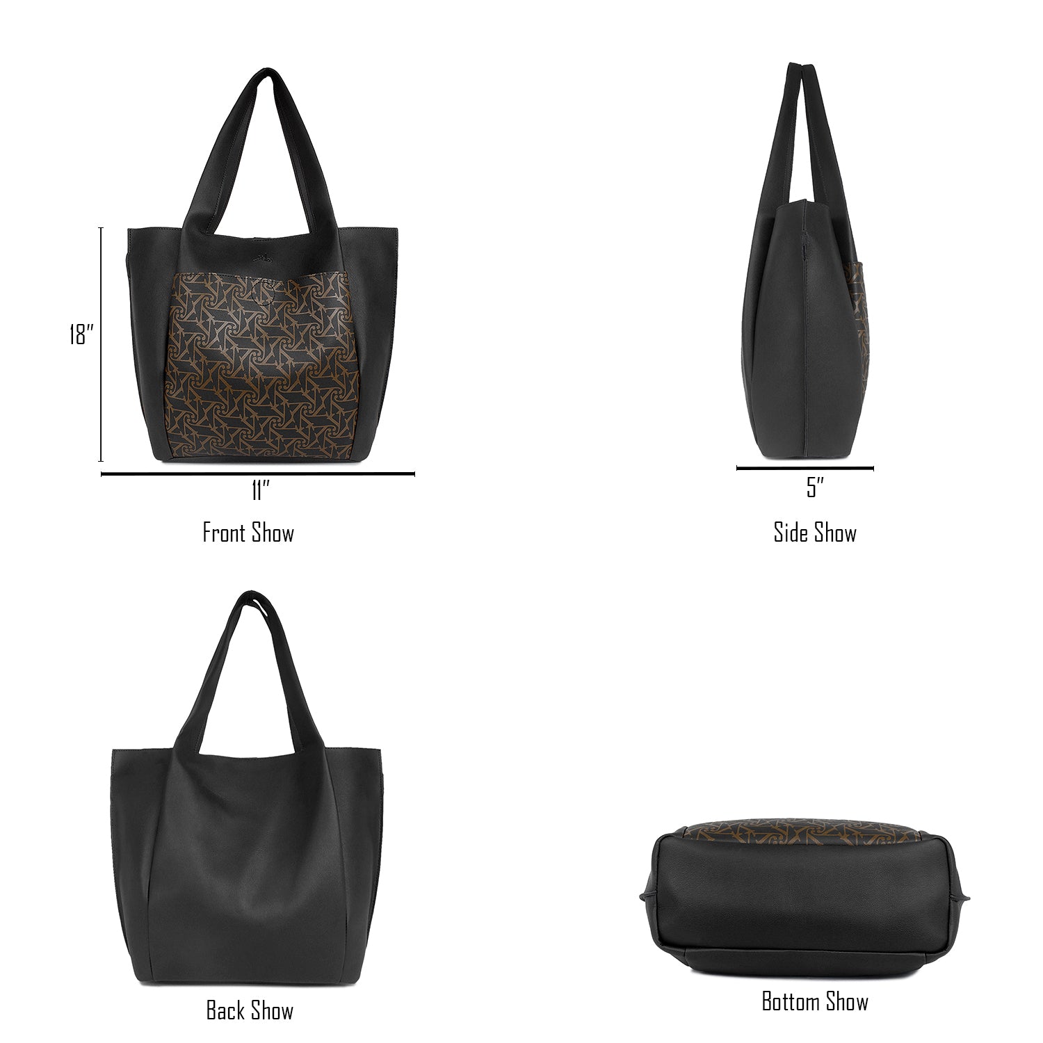 Black Printed Laptop Bag for Women