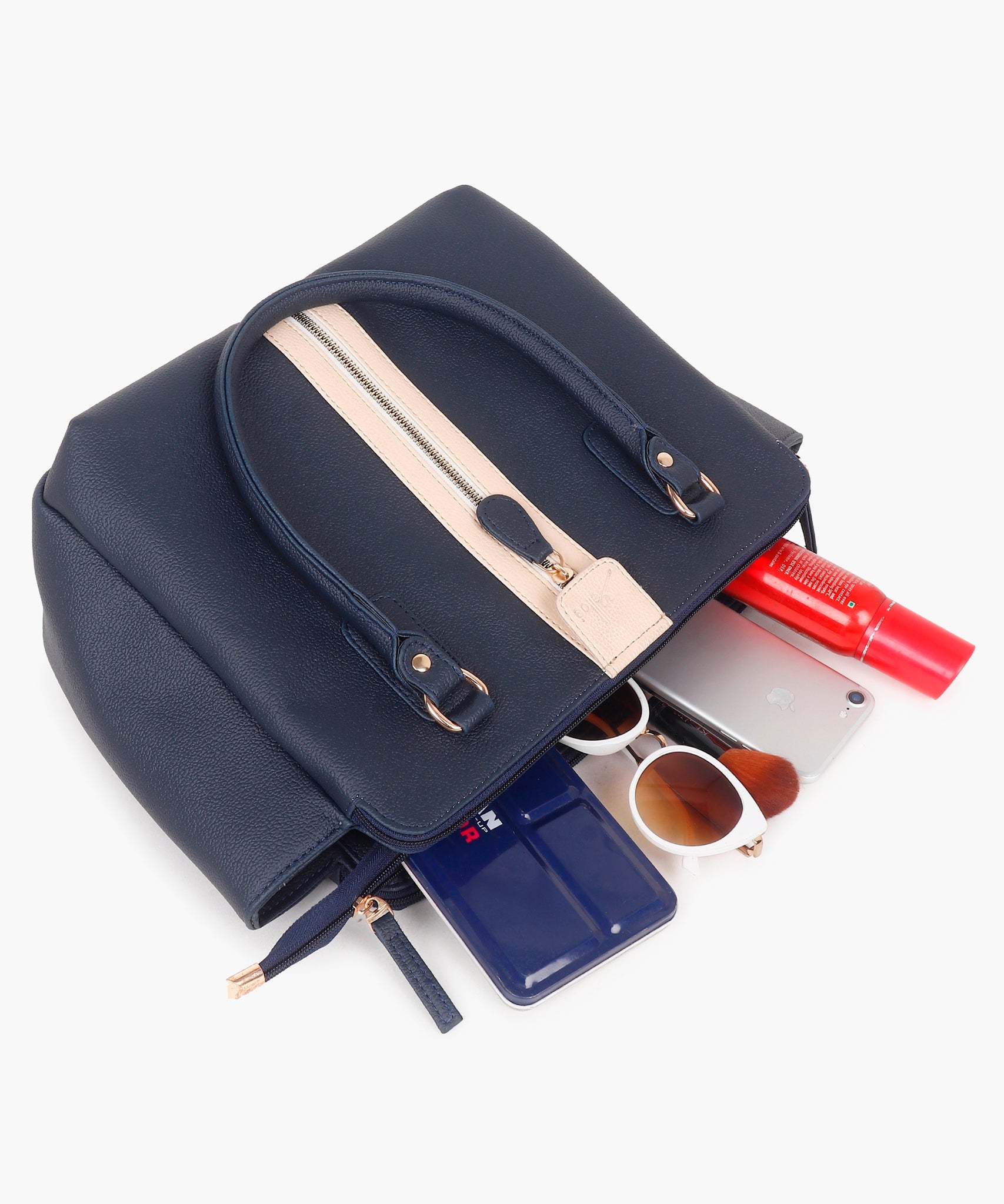 Multi Compartment Handbag Blue