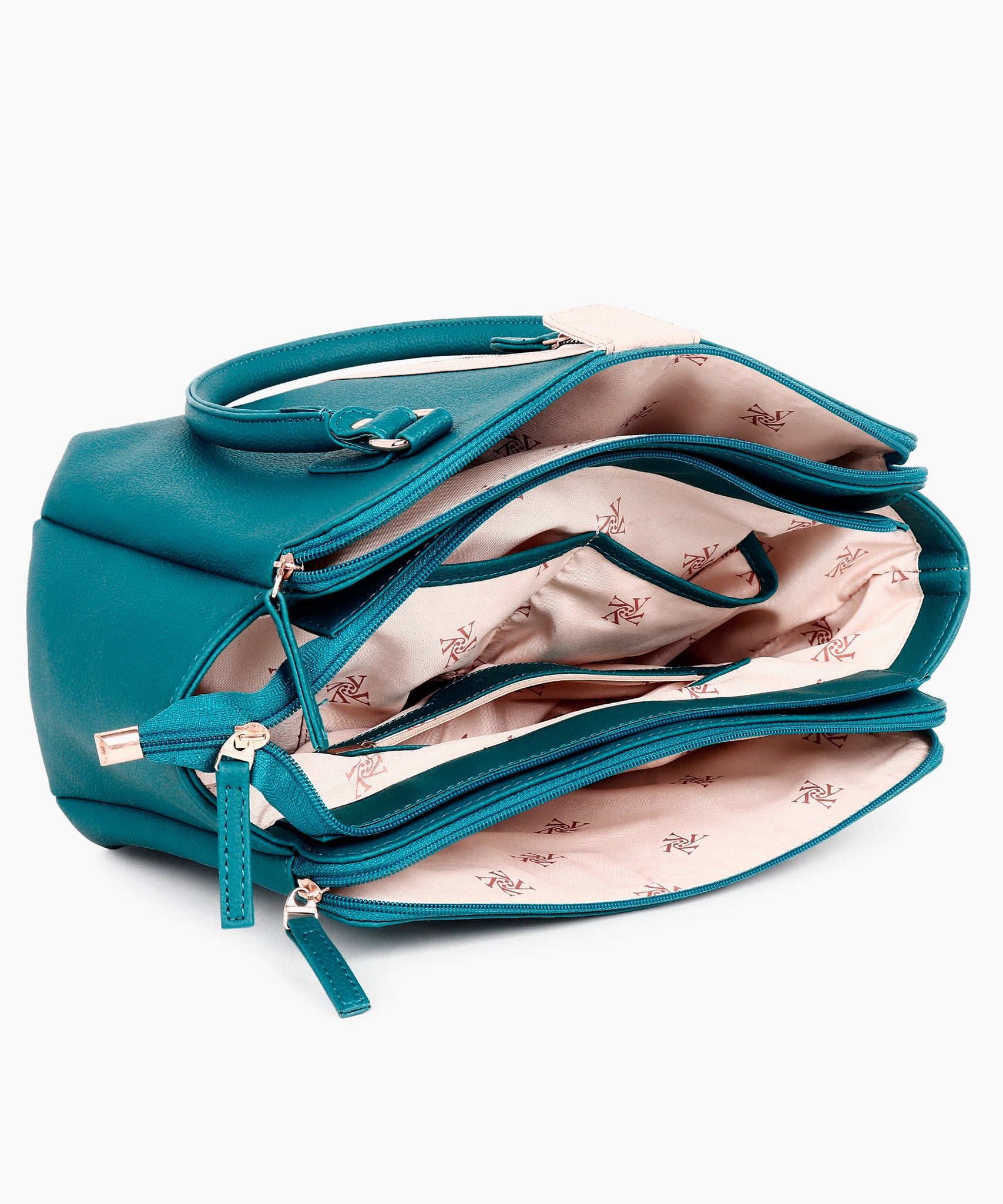 Multi Compartment trendy Handbag Turquiose