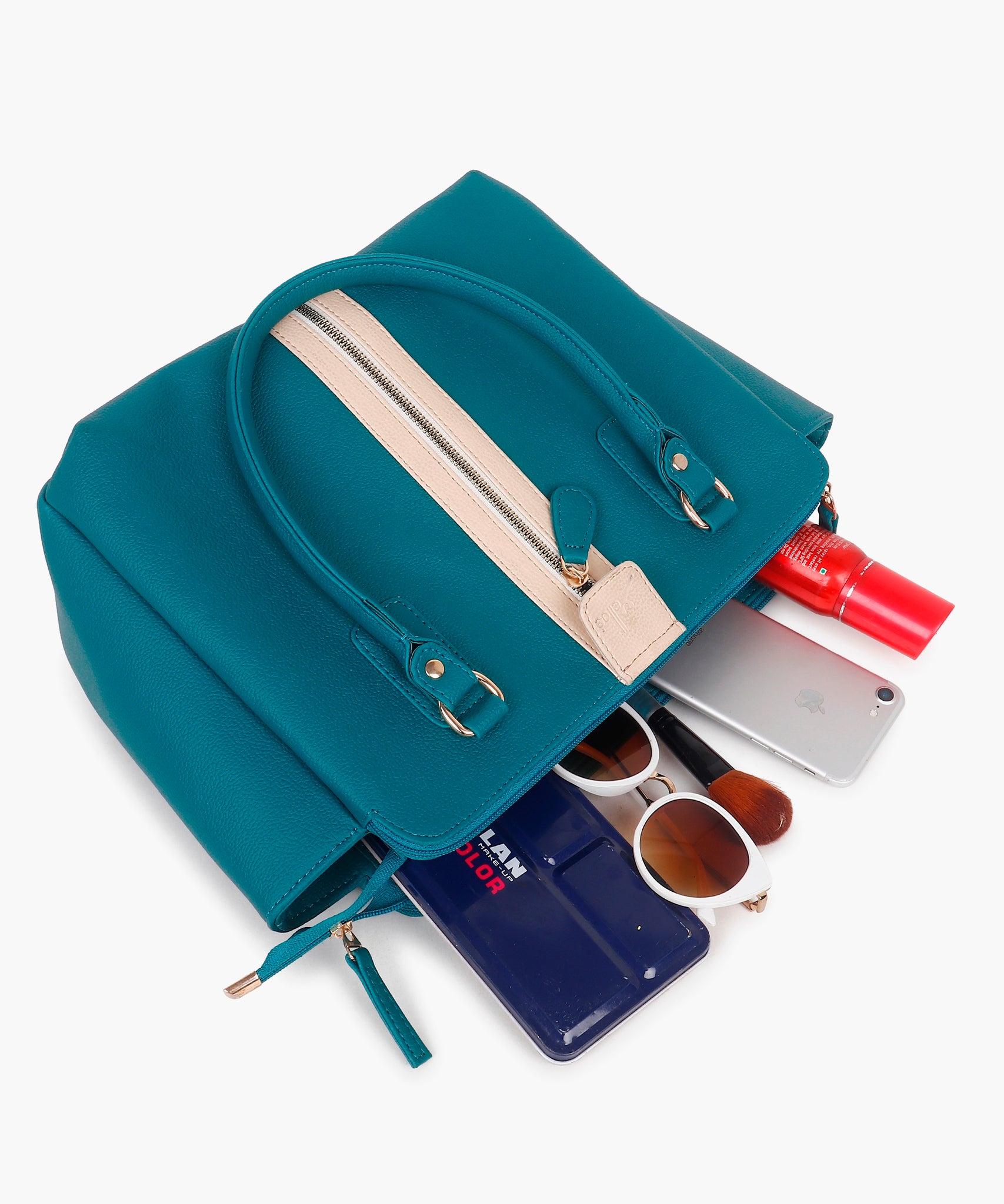 Multi Compartment trendy Handbag Turquiose