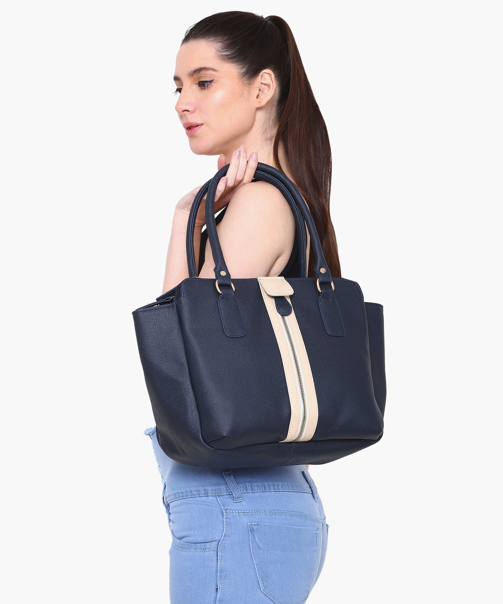 Multi Compartment Handbag Blue