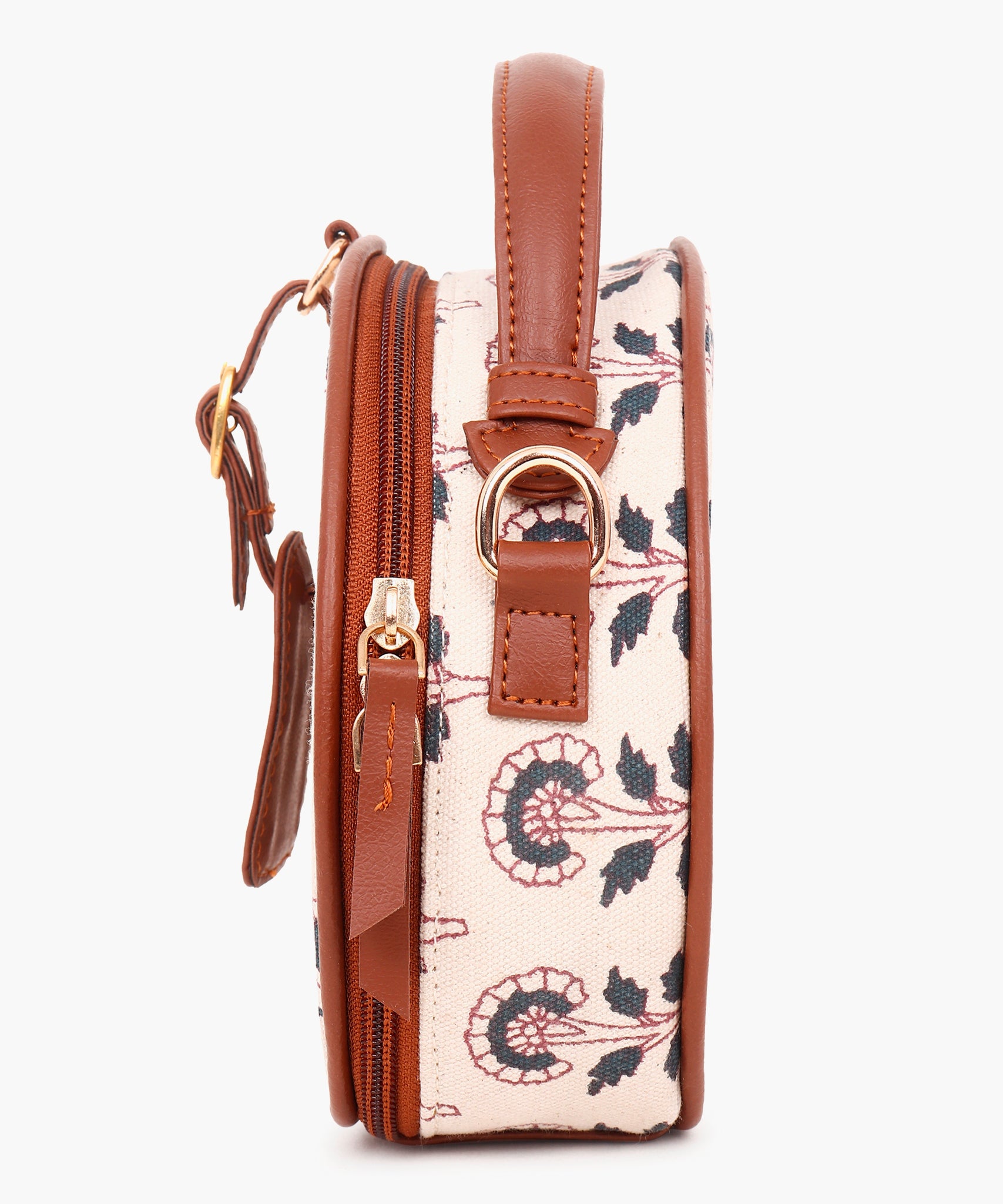 Printed Round Sling Bag Offwhite