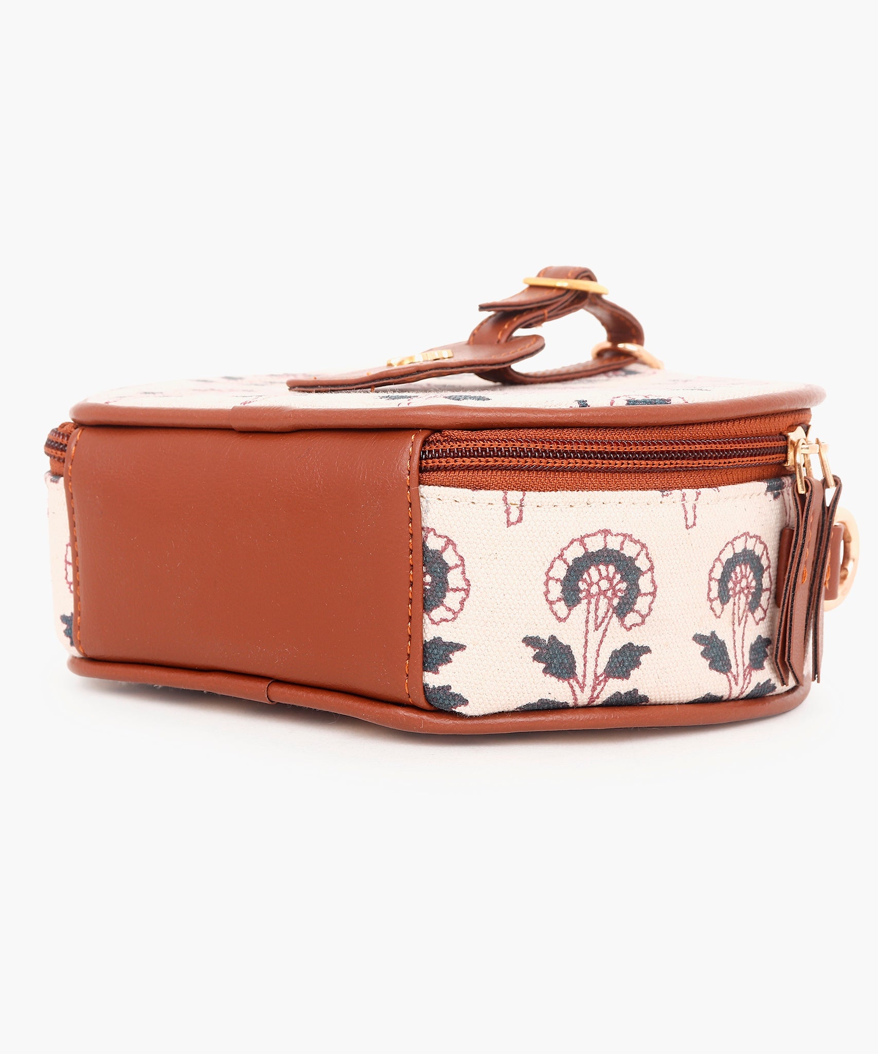 Printed Round Sling Bag Offwhite