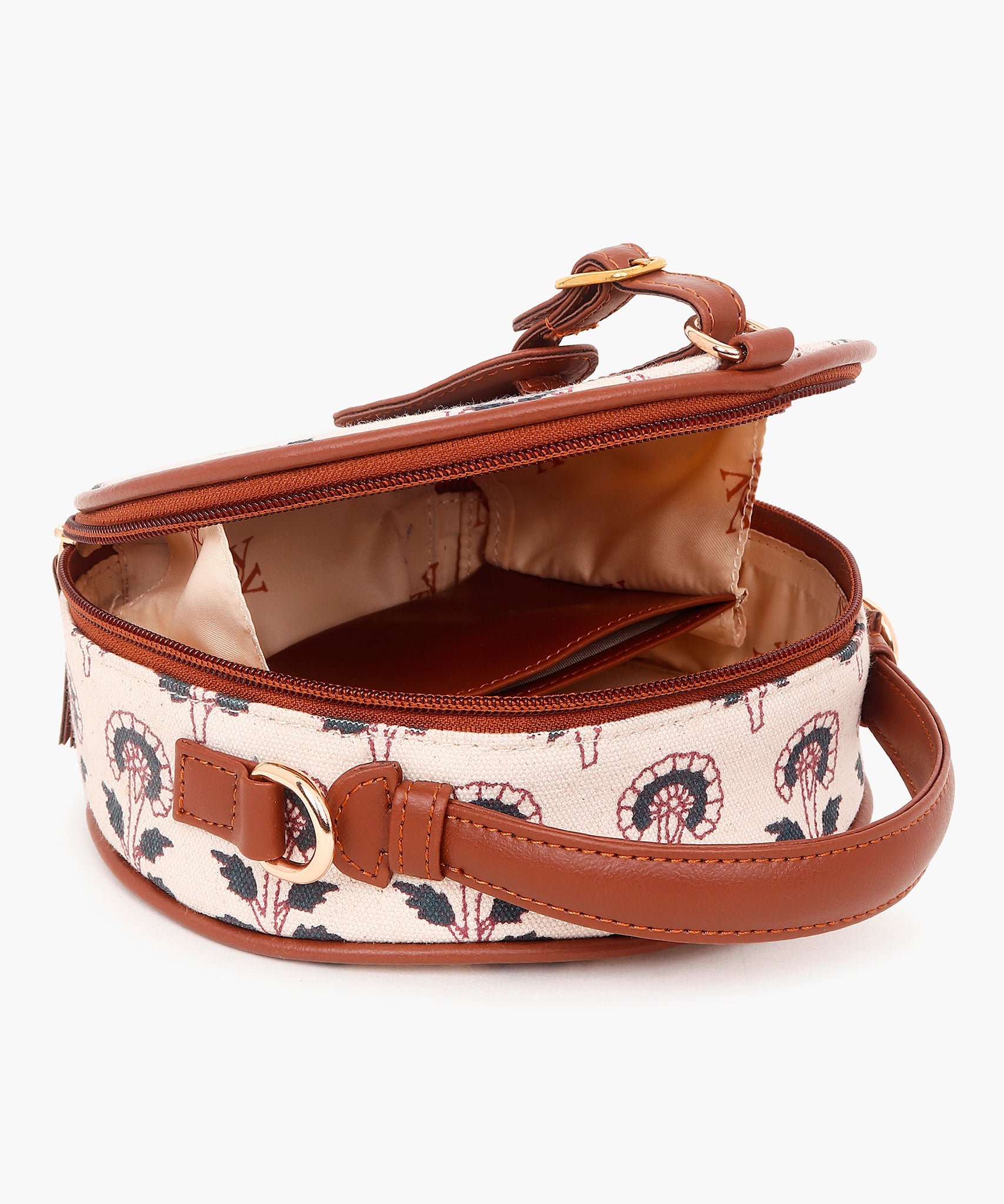 Printed Round Sling Bag Offwhite
