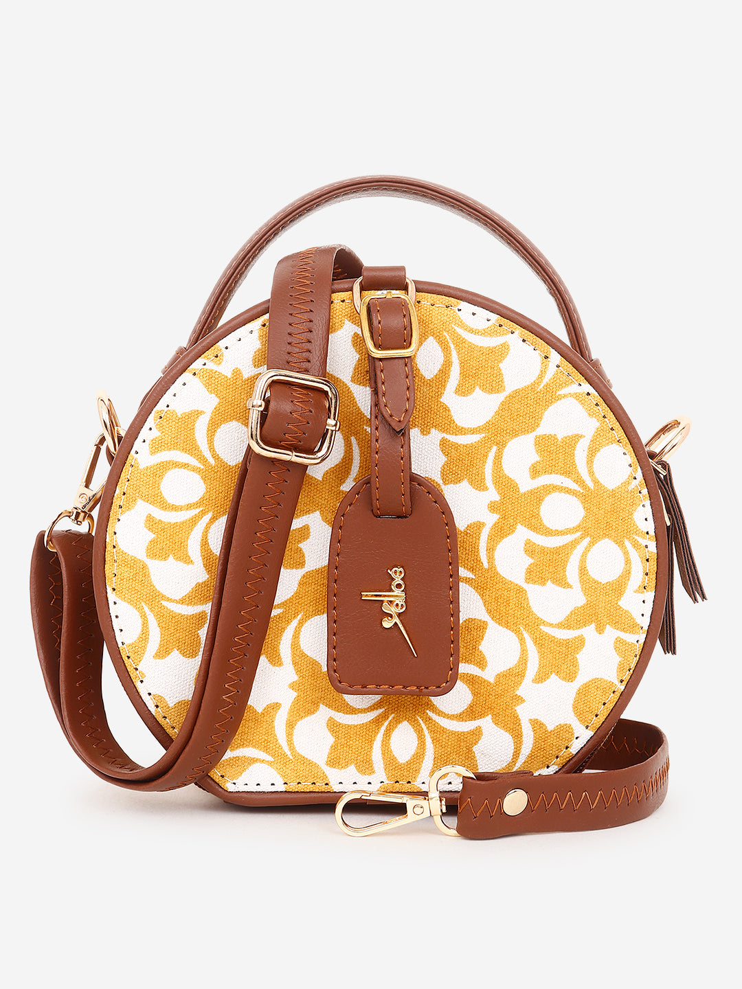 Printed sling Bag Yellow