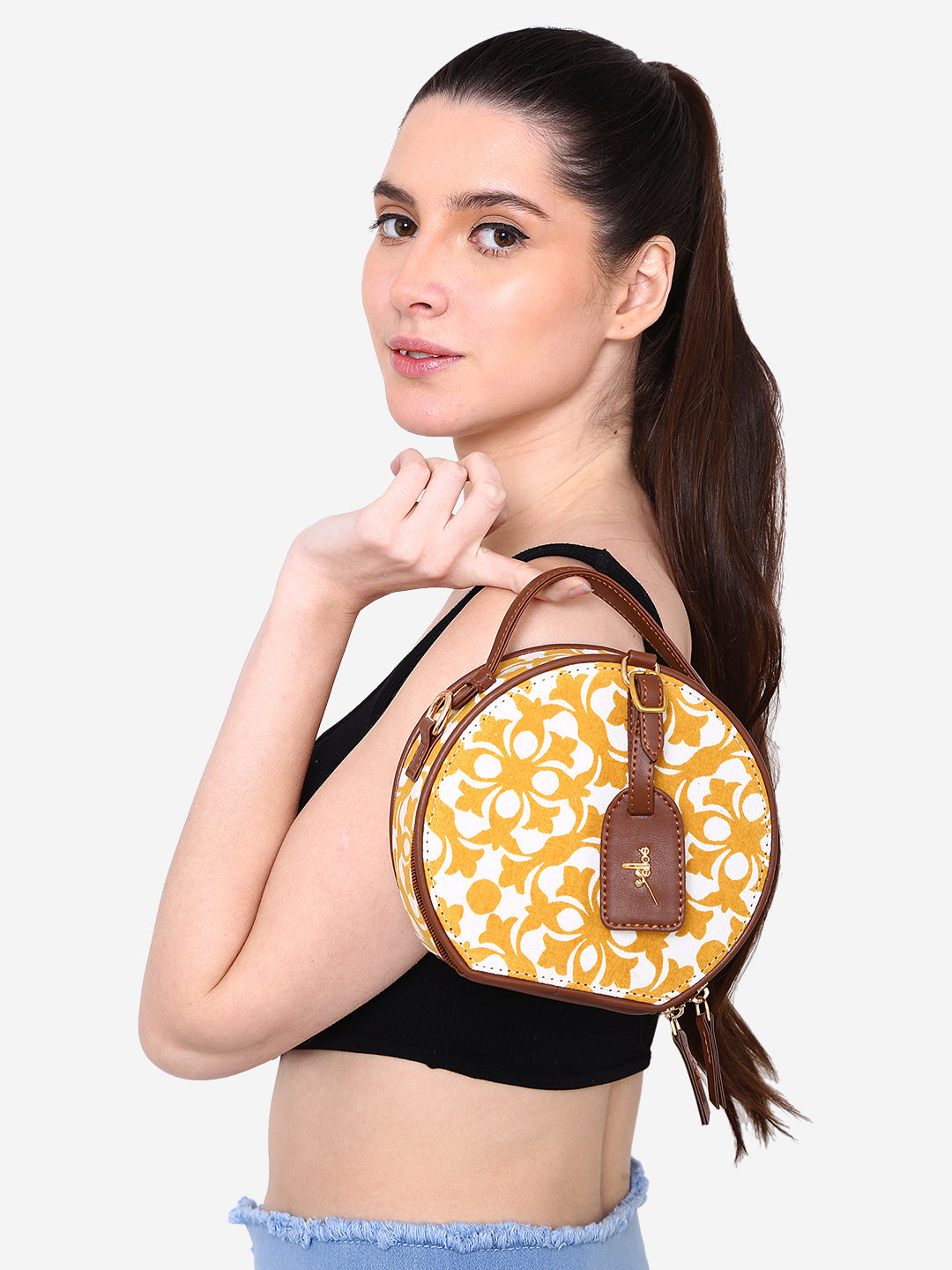 Printed sling Bag Yellow