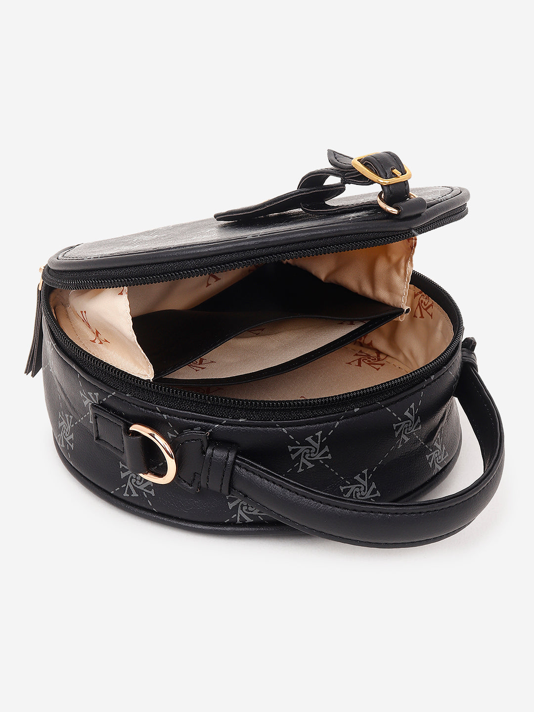 Yelloe Iconic Print Sling Bag Black