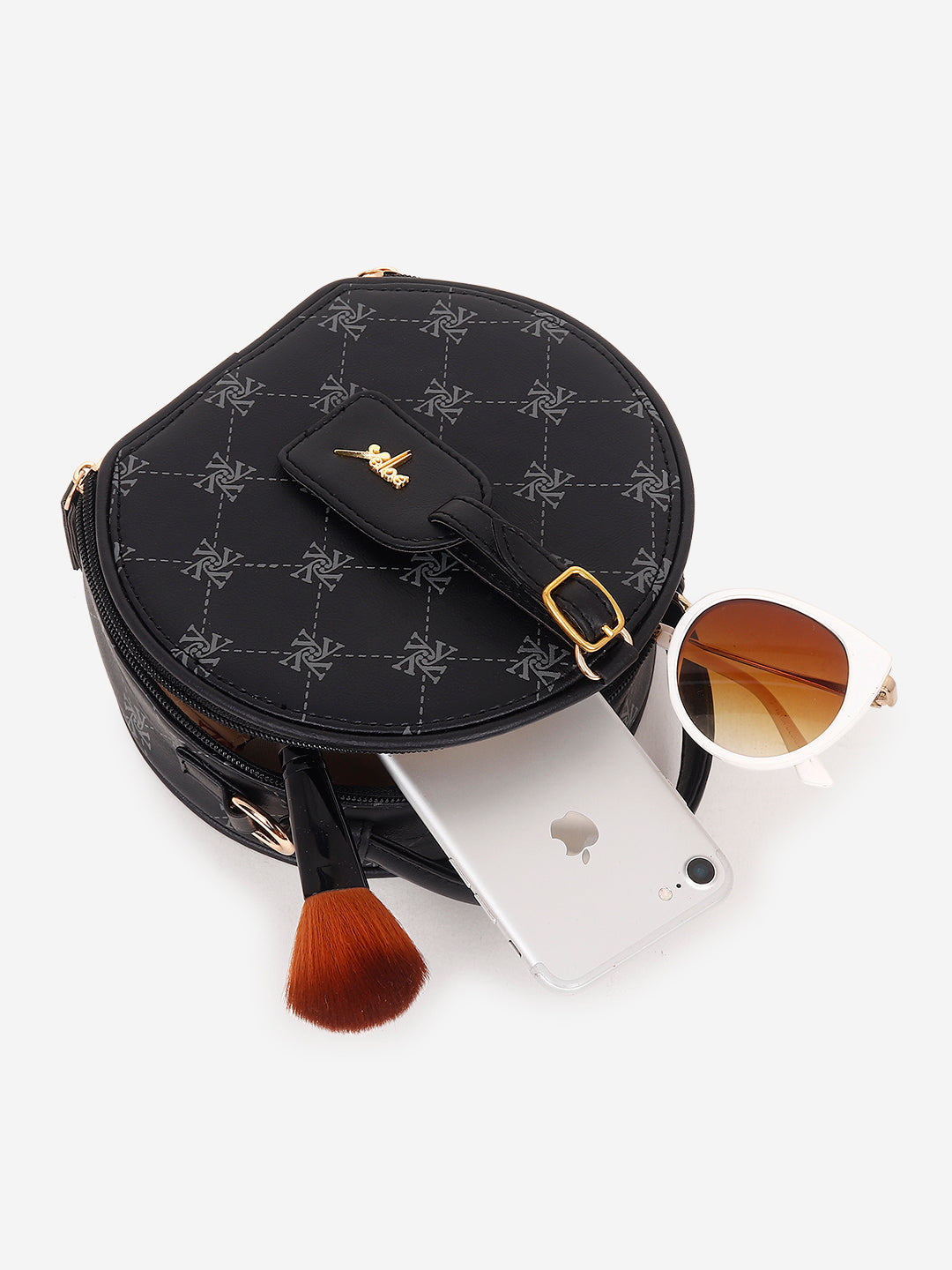 Yelloe Iconic Print Sling Bag Black