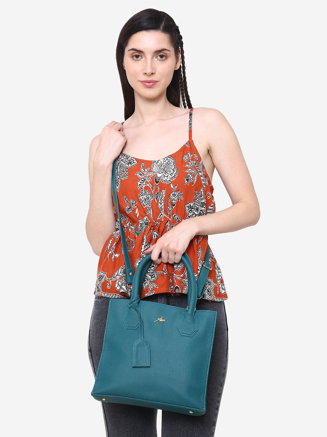 Satchel Handbag multi compartment Turquiose