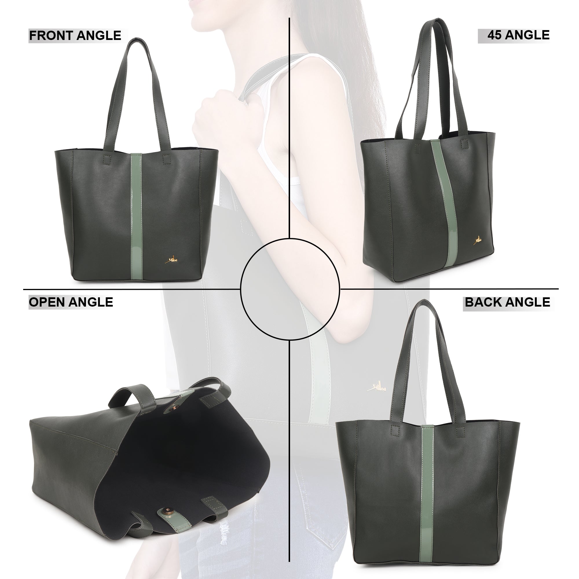 Bag in Bag shoulder Tote bag Green