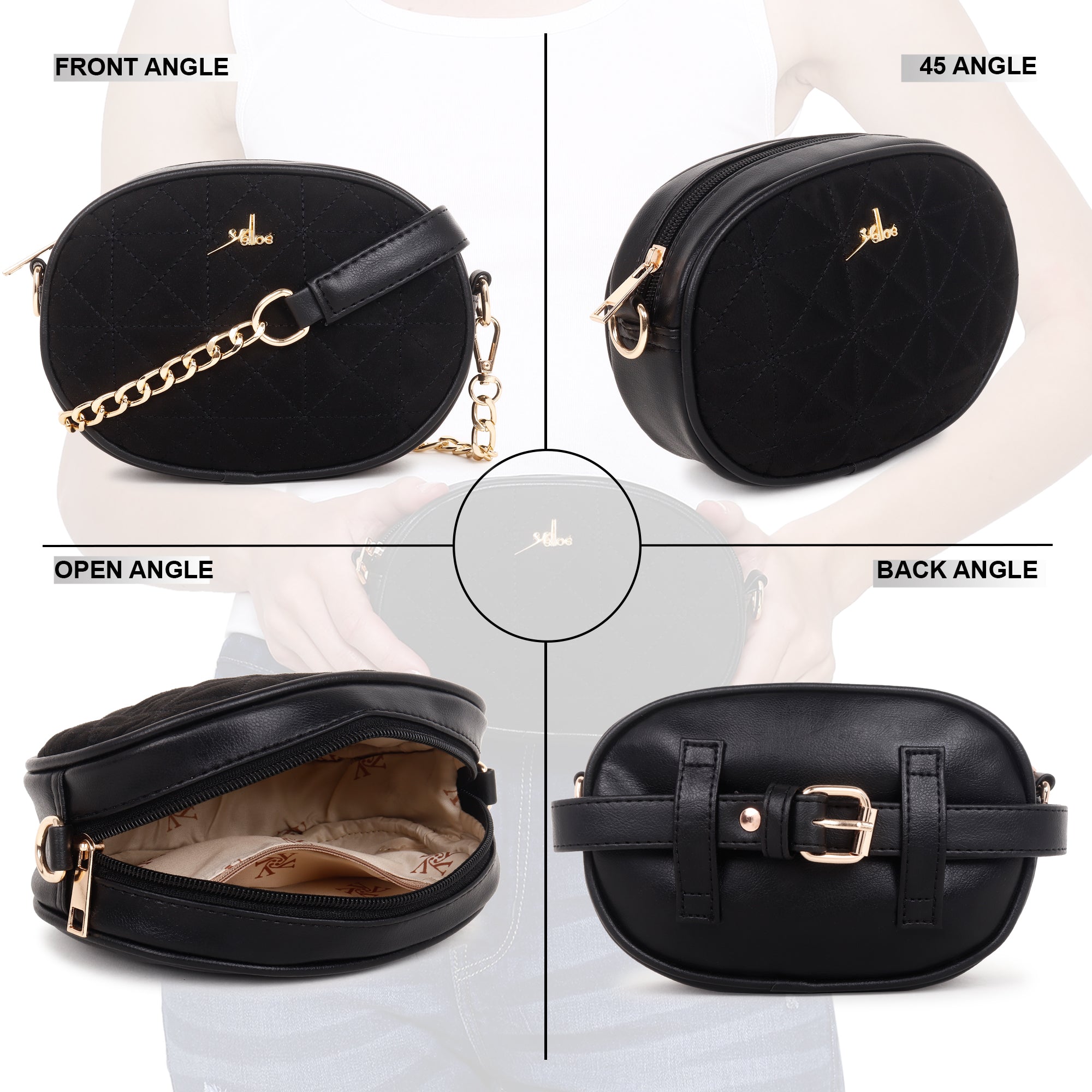 Suede sling bag cum fanny pack