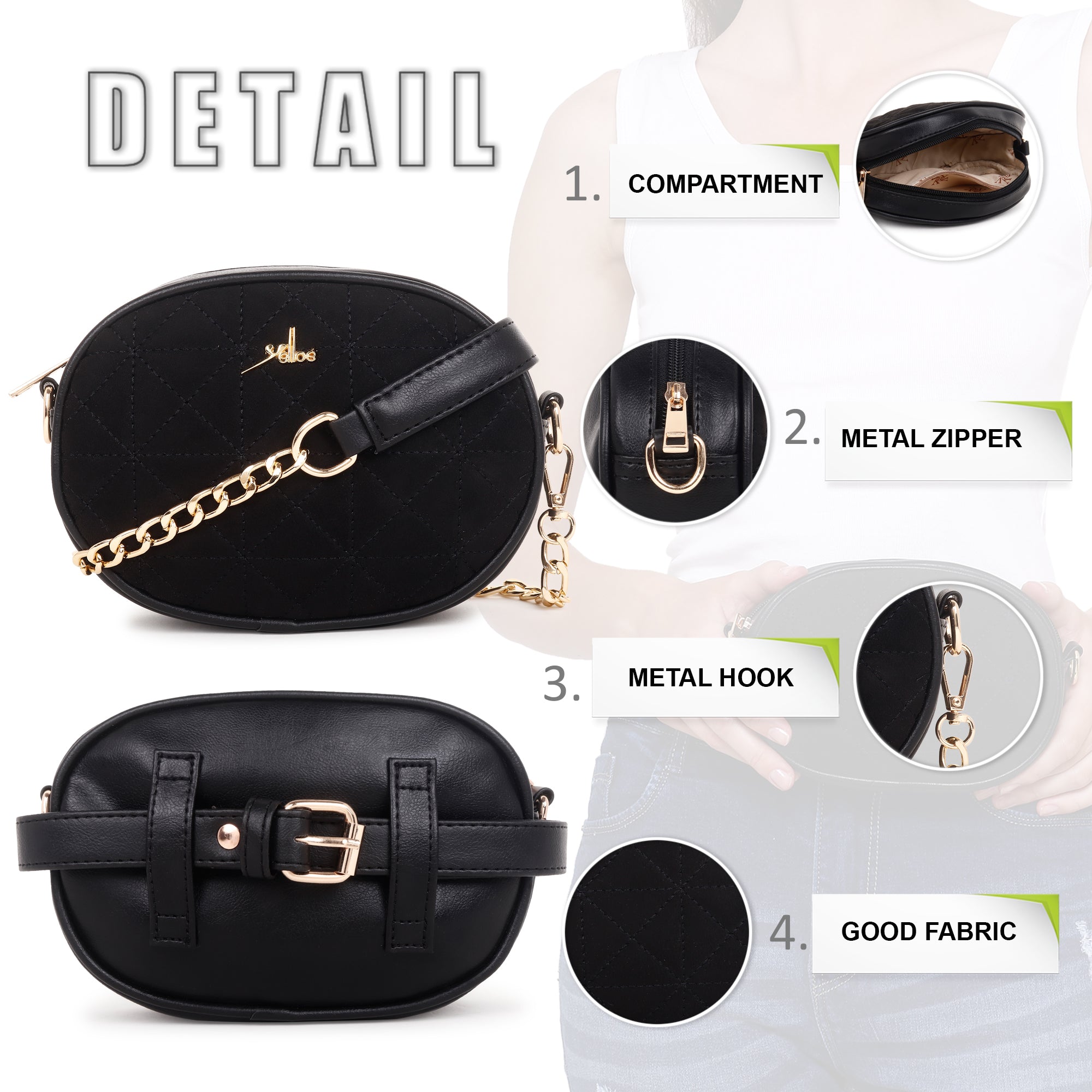 Suede sling bag cum fanny pack
