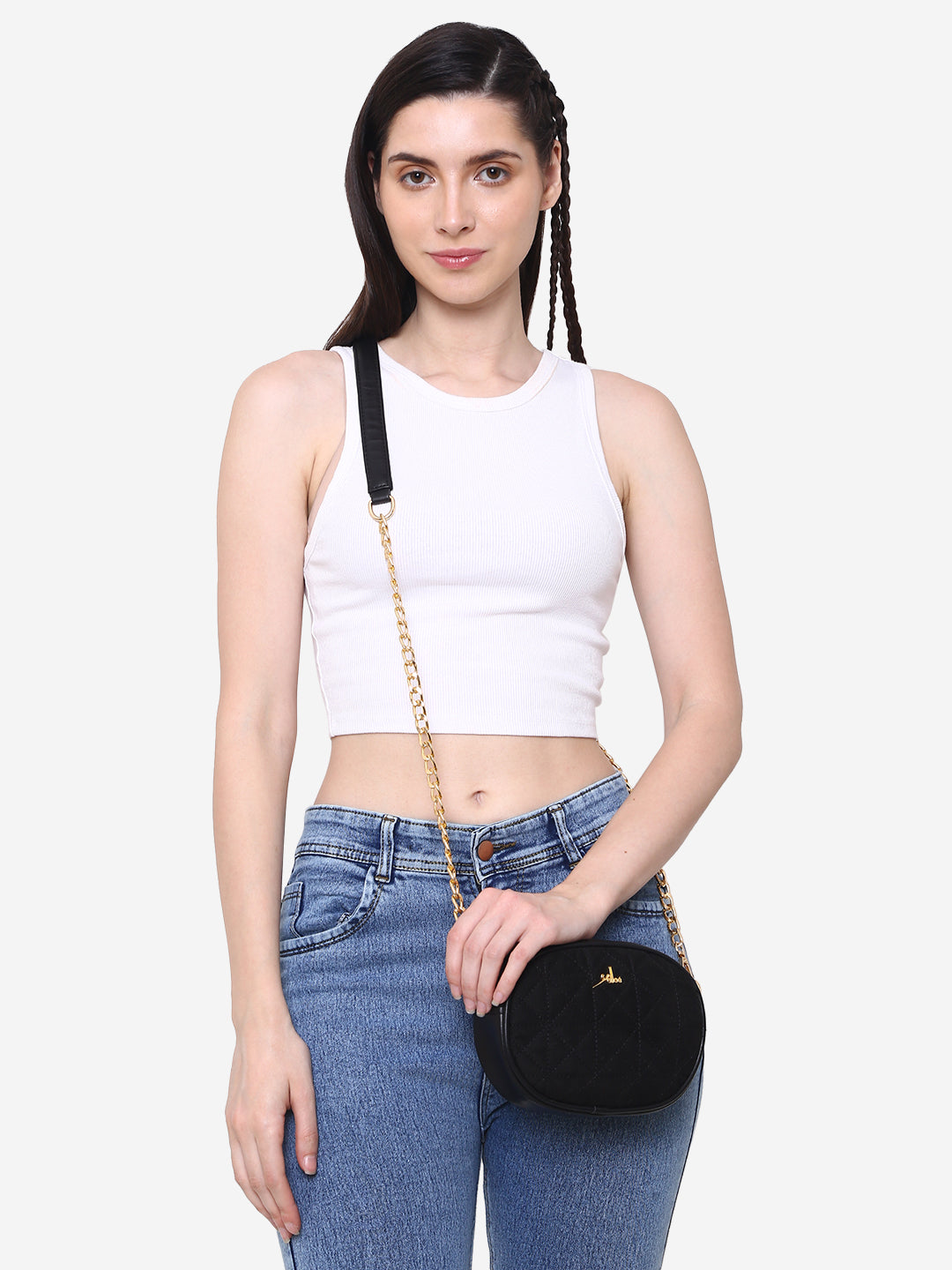 Suede sling bag cum fanny pack