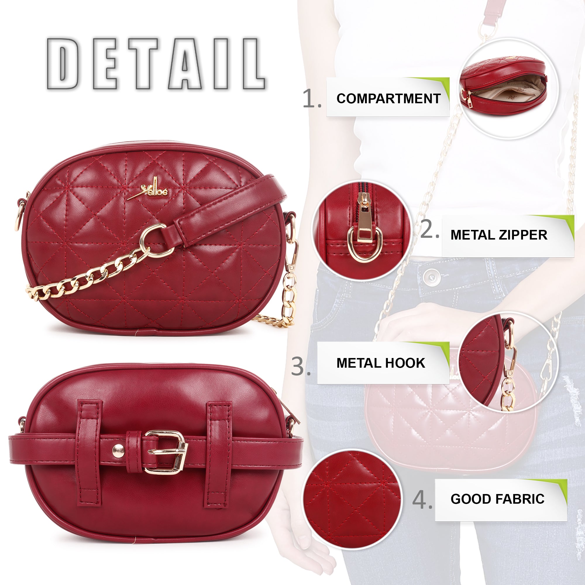 Small sling bag cum fanny pack Maroon