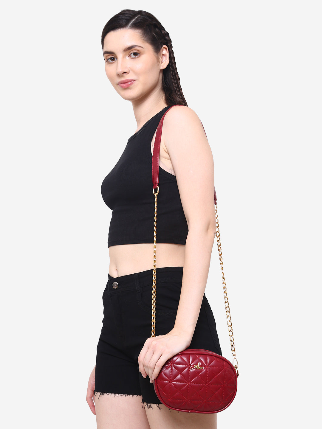 Small sling bag cum fanny pack Maroon