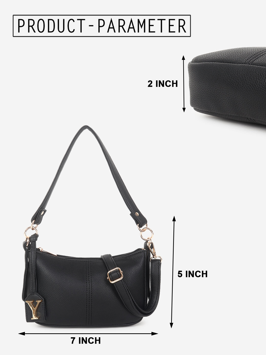 Baguette bag with long sling (Black)