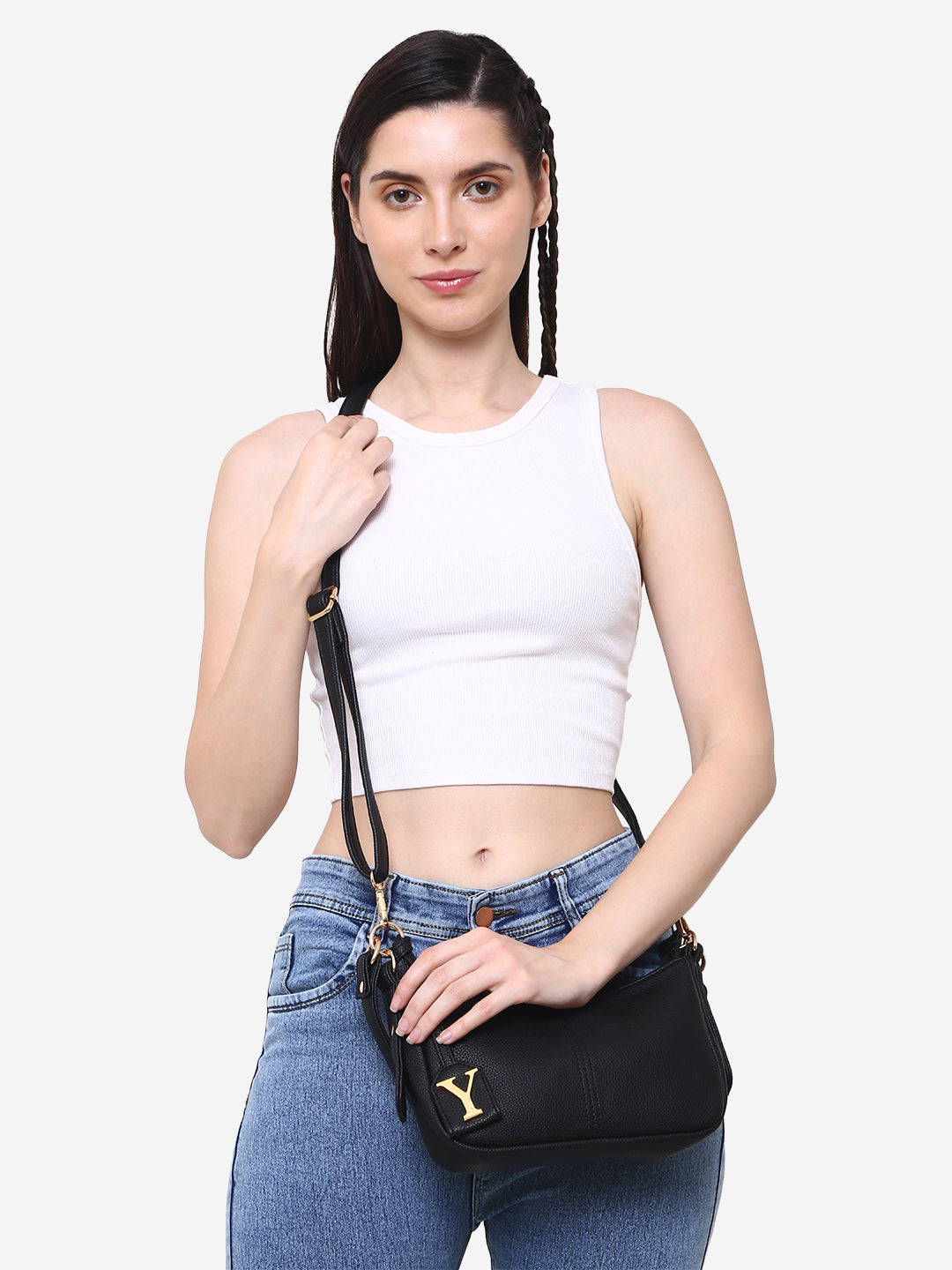 Baguette bag with long sling (Black)