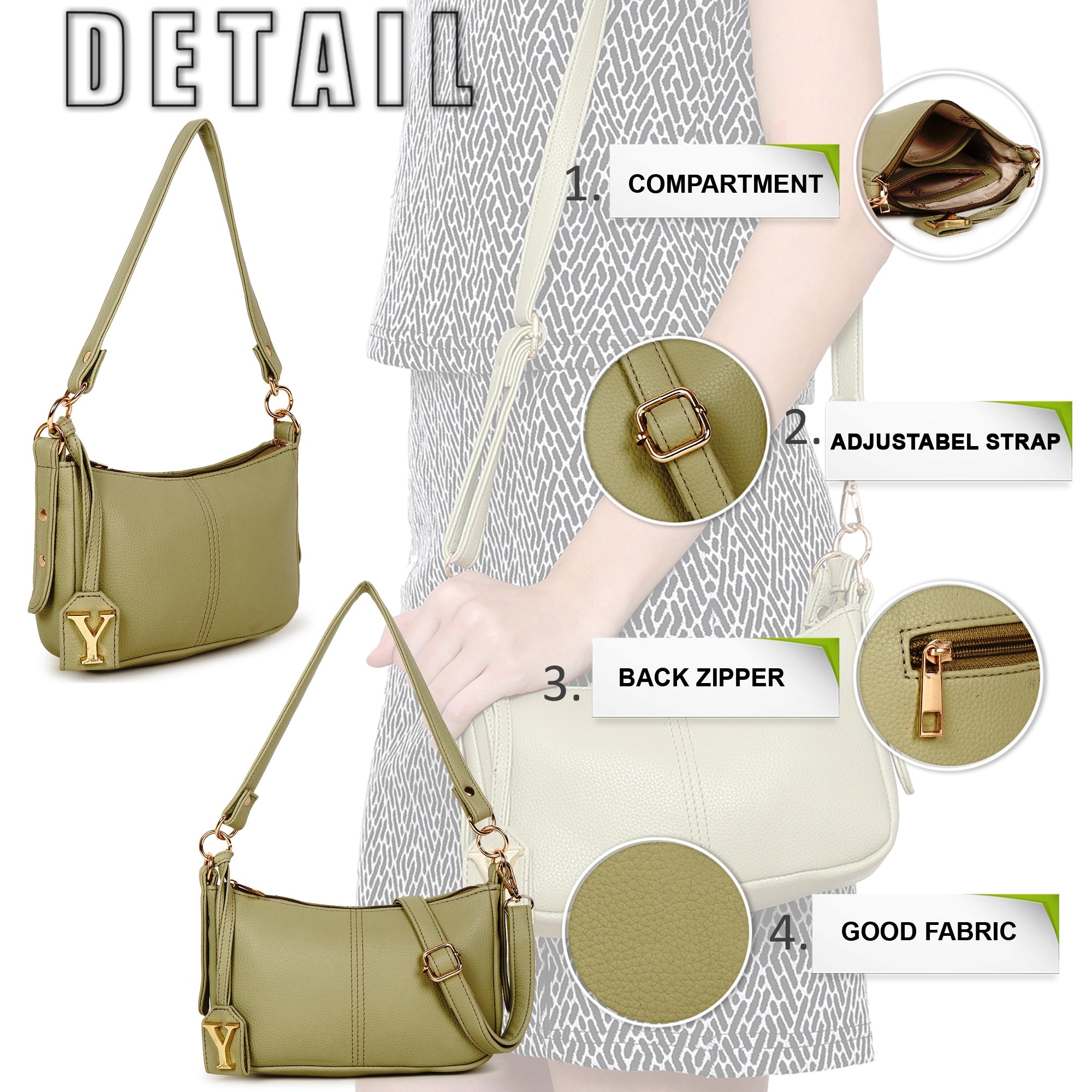 Baguette bag with long sling (Lime Green)