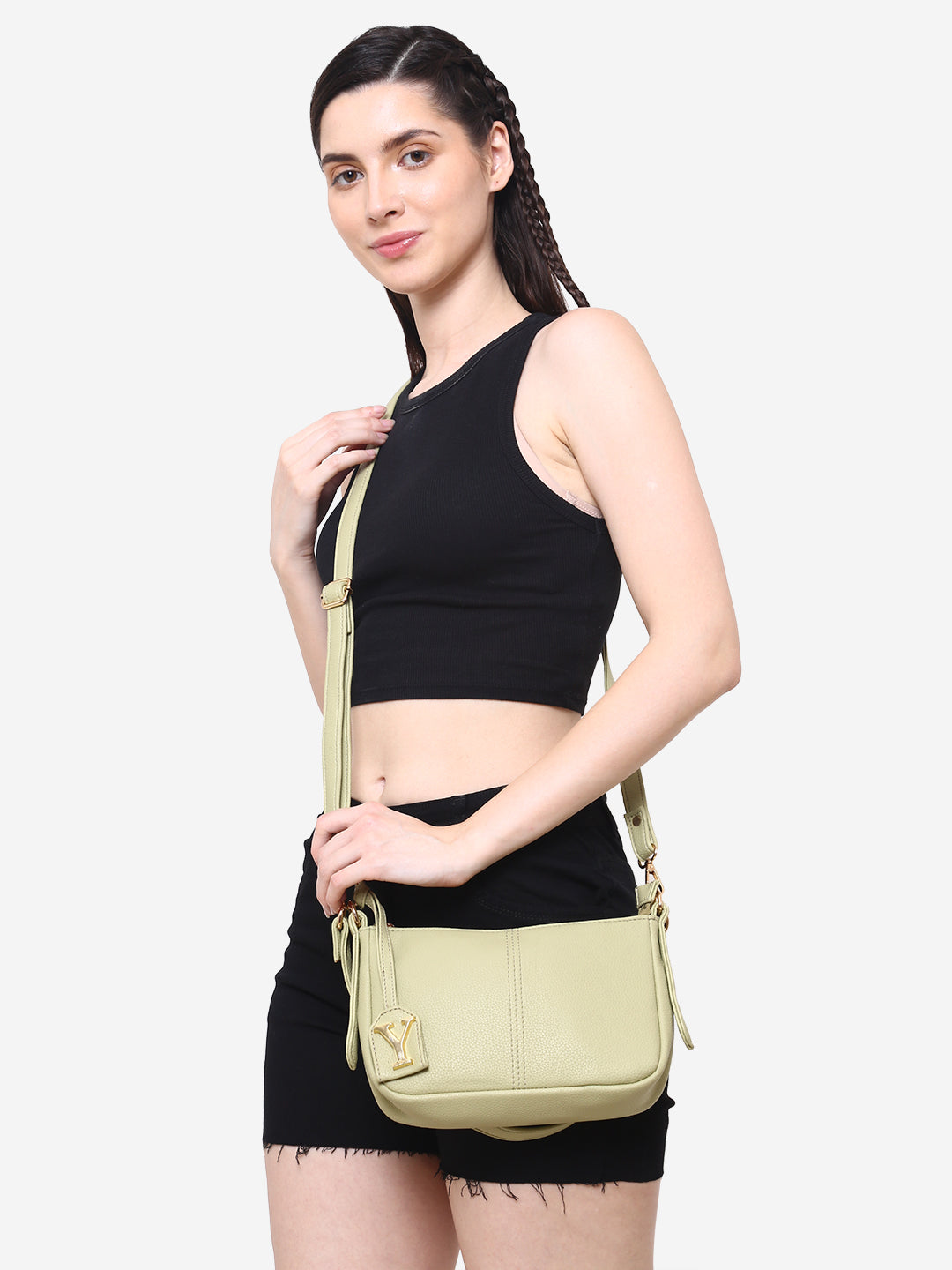 Baguette bag with long sling (Lime Green)