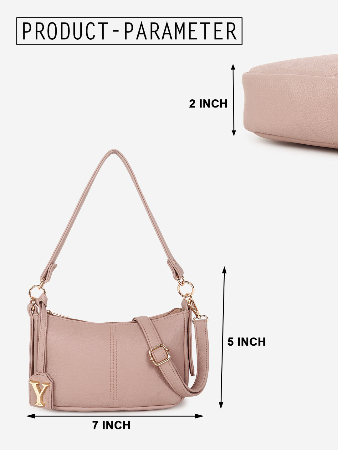 Baguette bag with long sling Pink