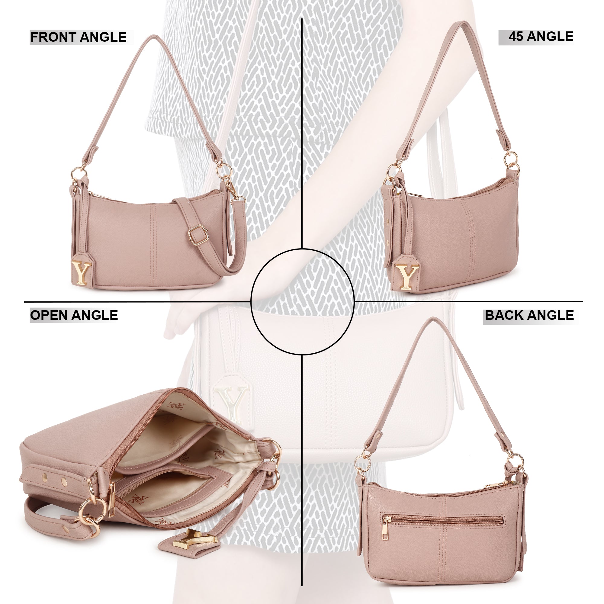 Baguette bag with long sling Pink