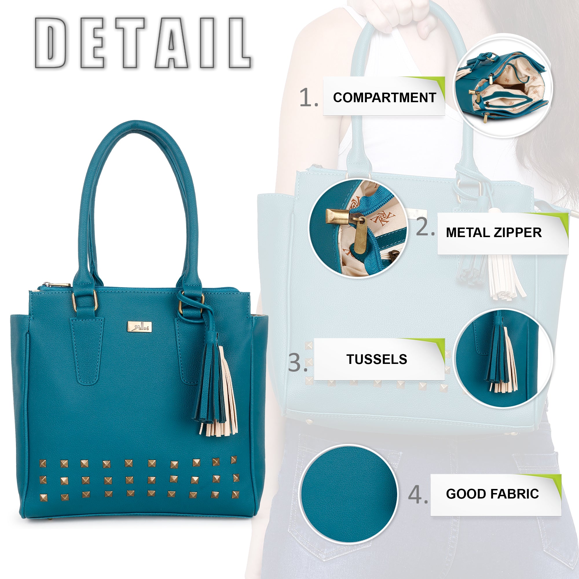 Embellished Shoulder Bag Turquoise