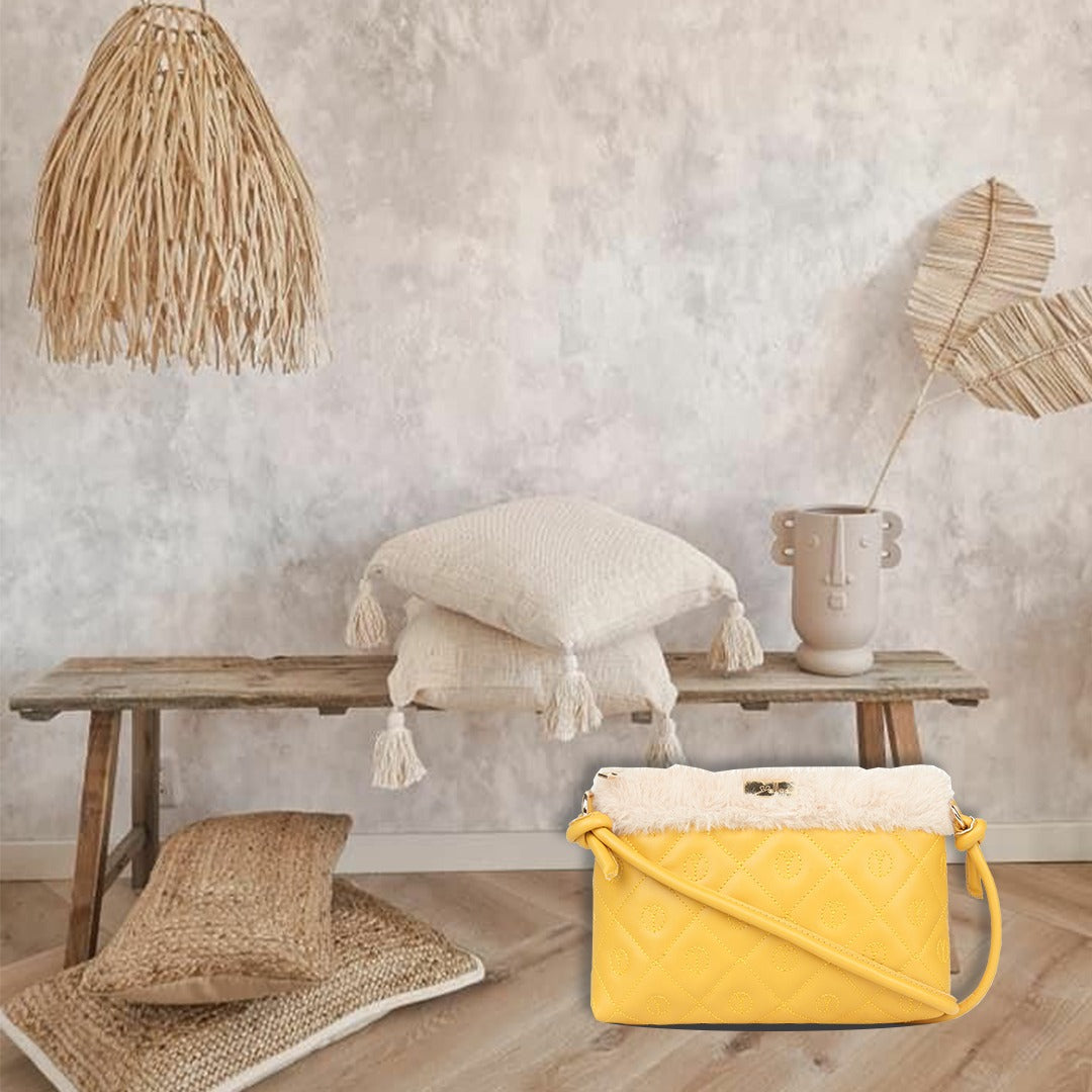 Tan Quilted Small Sling Bag
