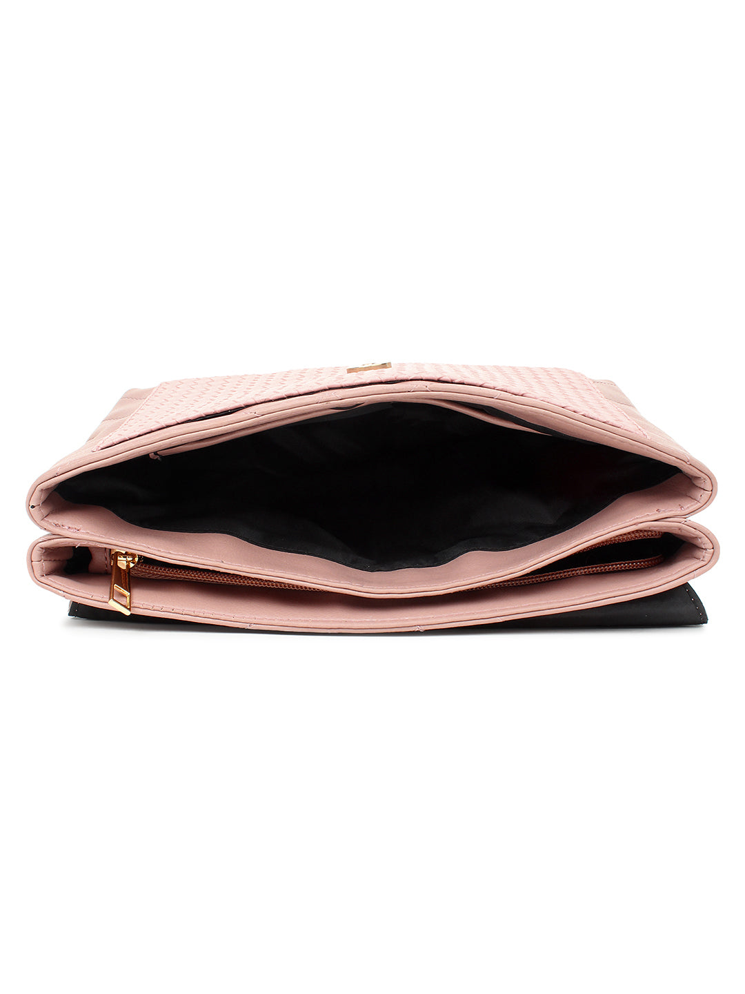 Multi Compartment Color Blocked Handbag In Pink (M)